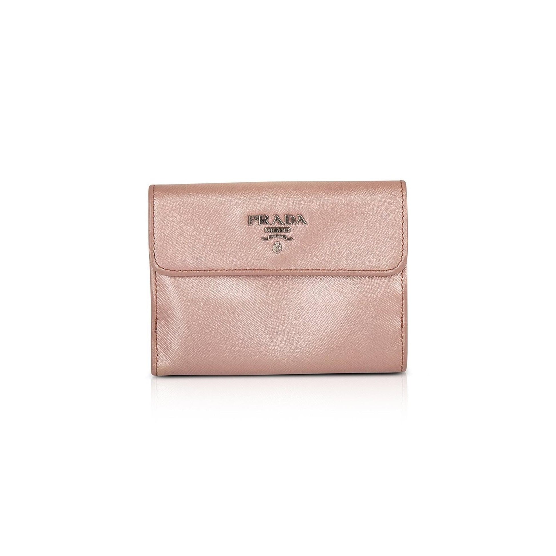 Prada Saffiano Metal French Purse Handbag Leather Travel Bag