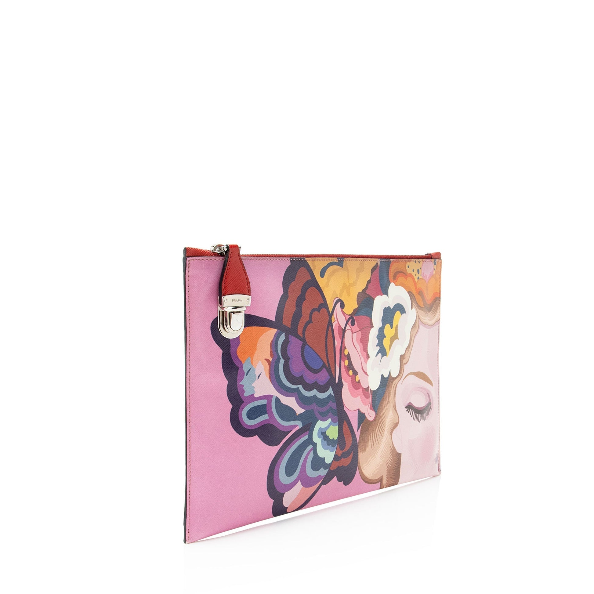 Prada Rosso Dis Butterfly Clutch Saffiano Clutch Bag