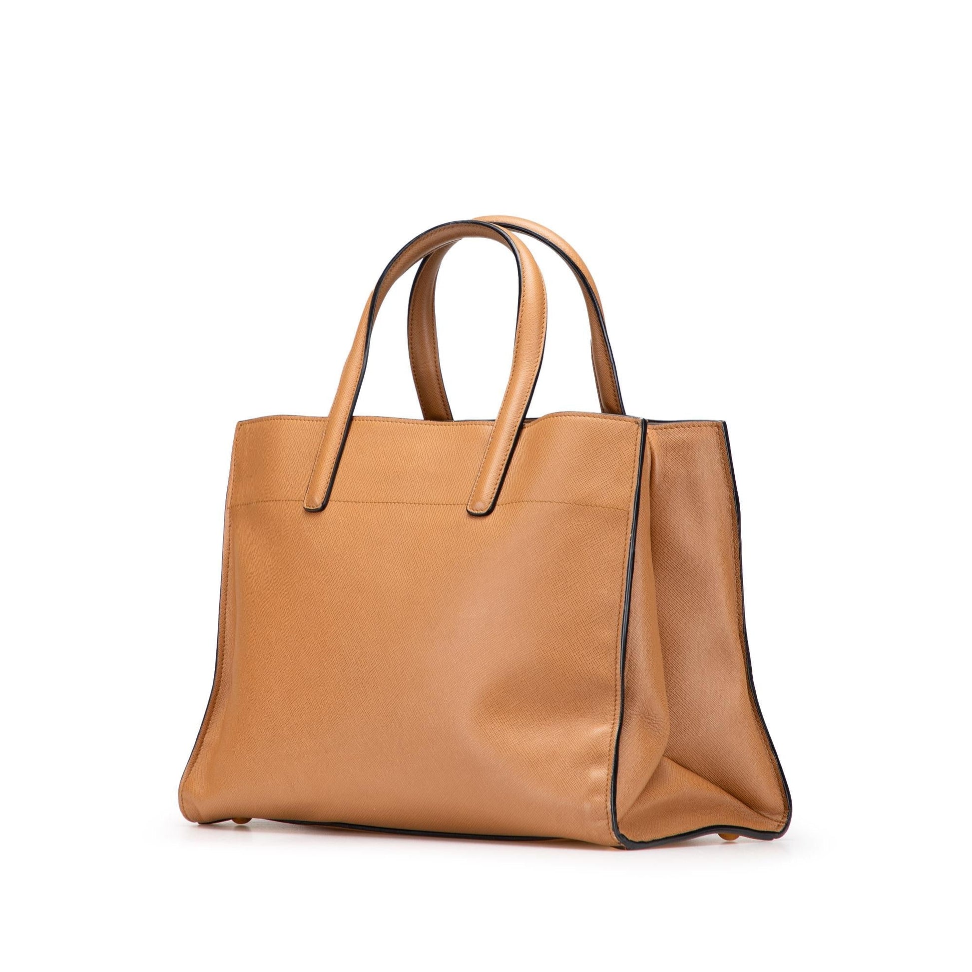 Prada Soft Triple Pocket Satchel Saffiano Satchel Bag