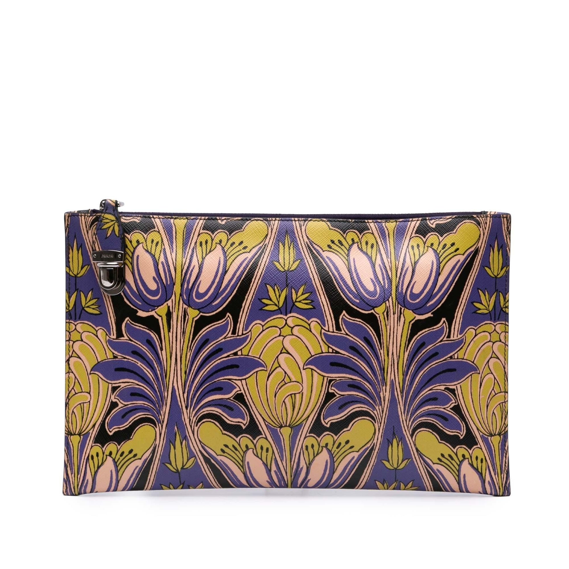 Prada Stampa Floral Clutch Saffiano Clutch Bag