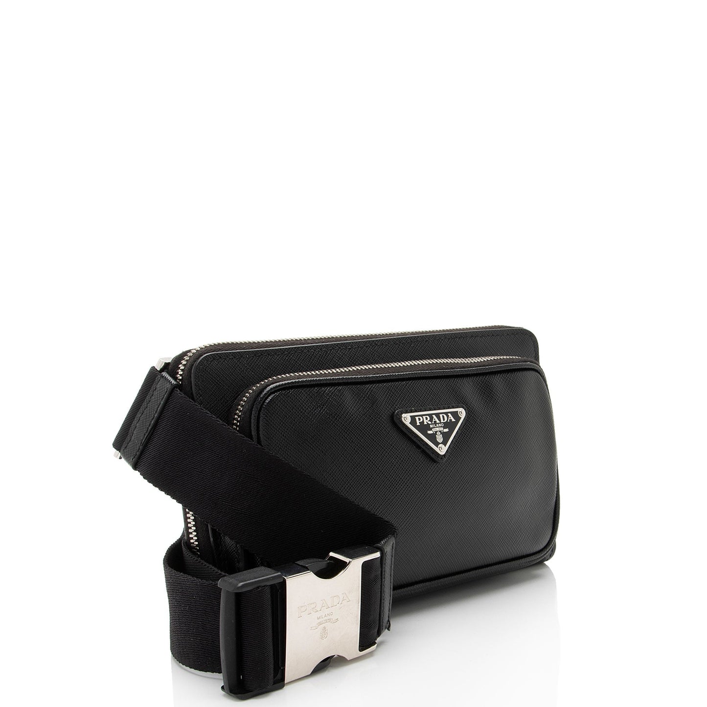 Prada Travel Double Sling Bag Saffiano Zip Crossbody Bag