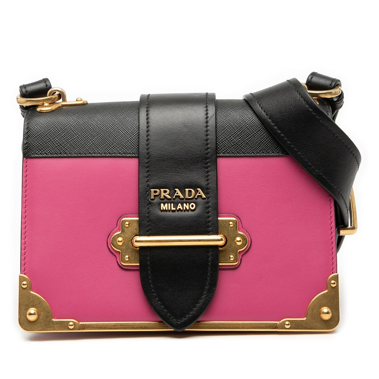 Prada Trimmed City Calf Cahier Crossbody Saffiano Crossbody Bag