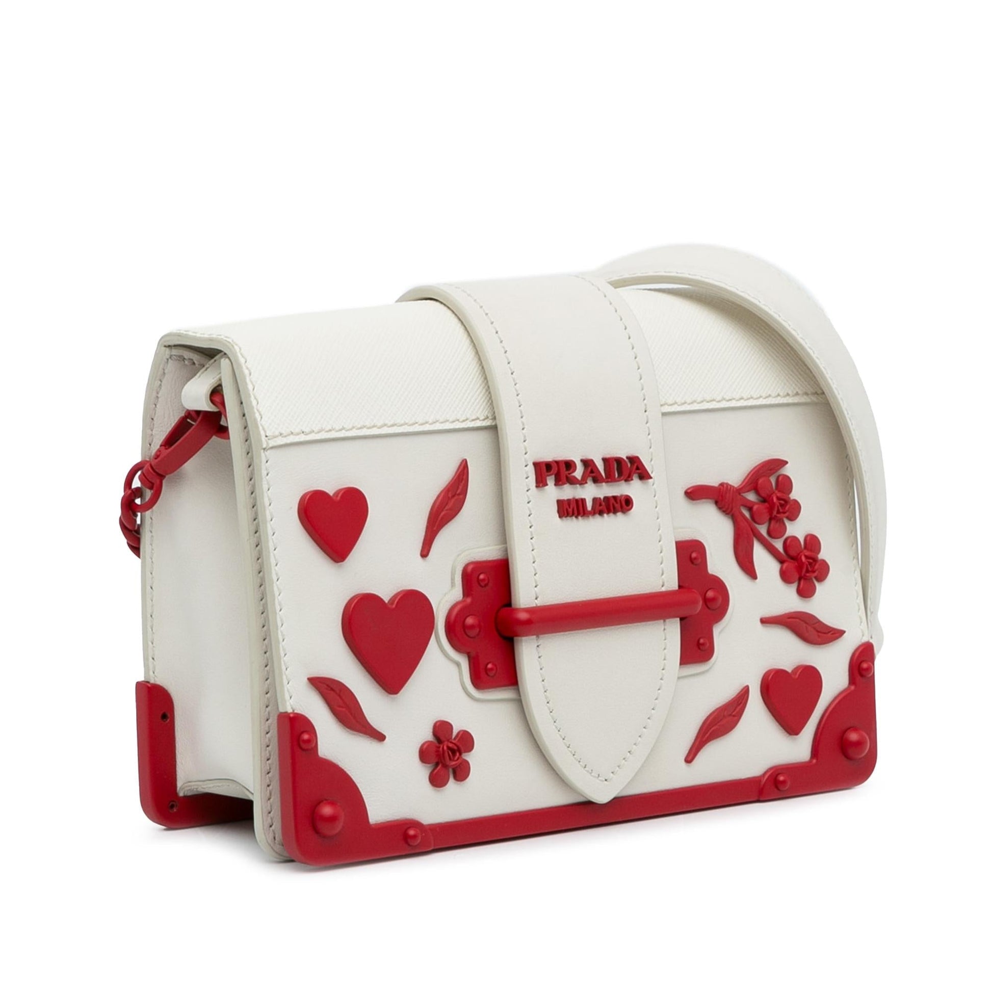 Prada Trimmed City Calf Cahier Flower Heart Bag Shg Saffiano Crossbody Bag
