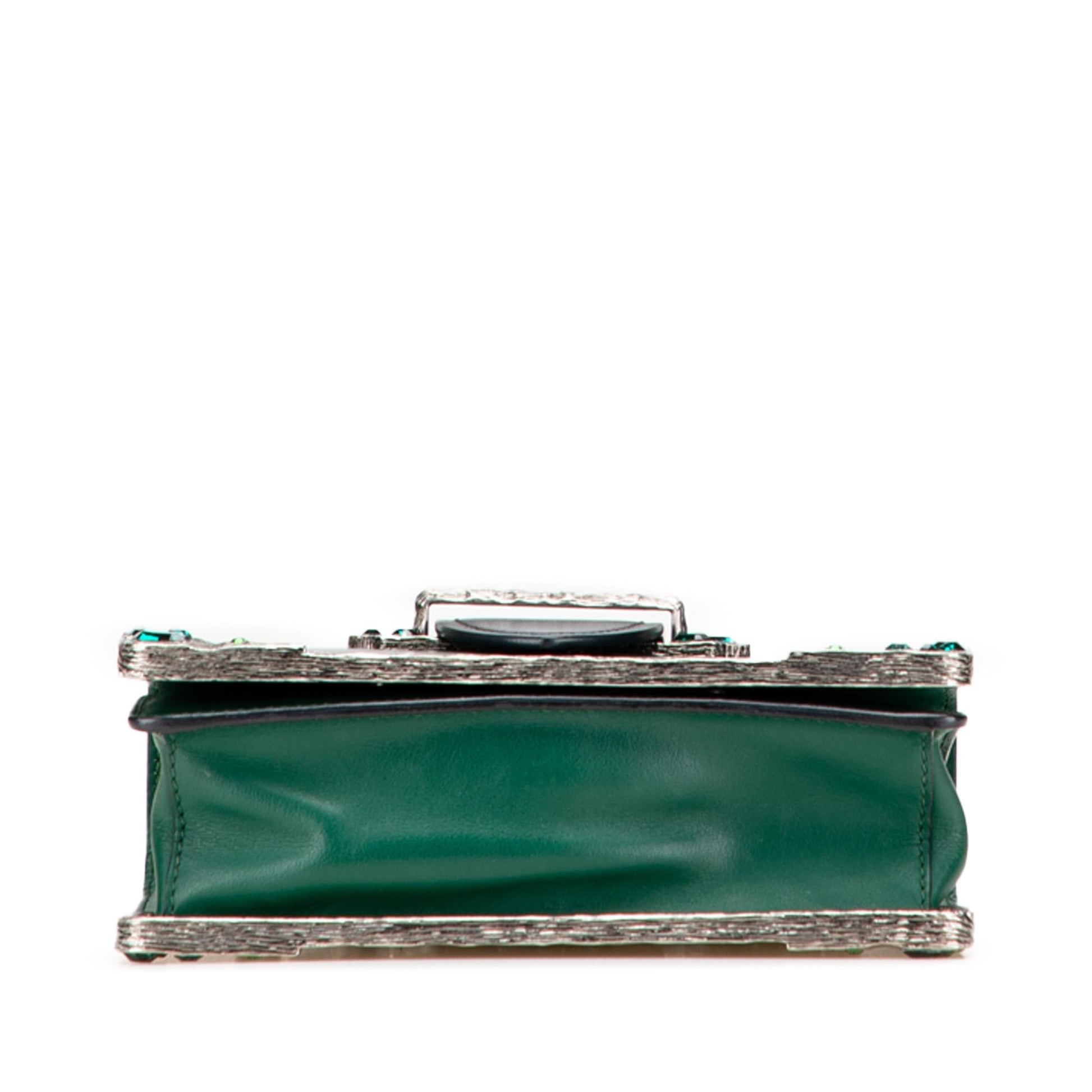 Prada Trimmed City Calf Crystal Cahier Crossbody Saffiano Crossbody Bag