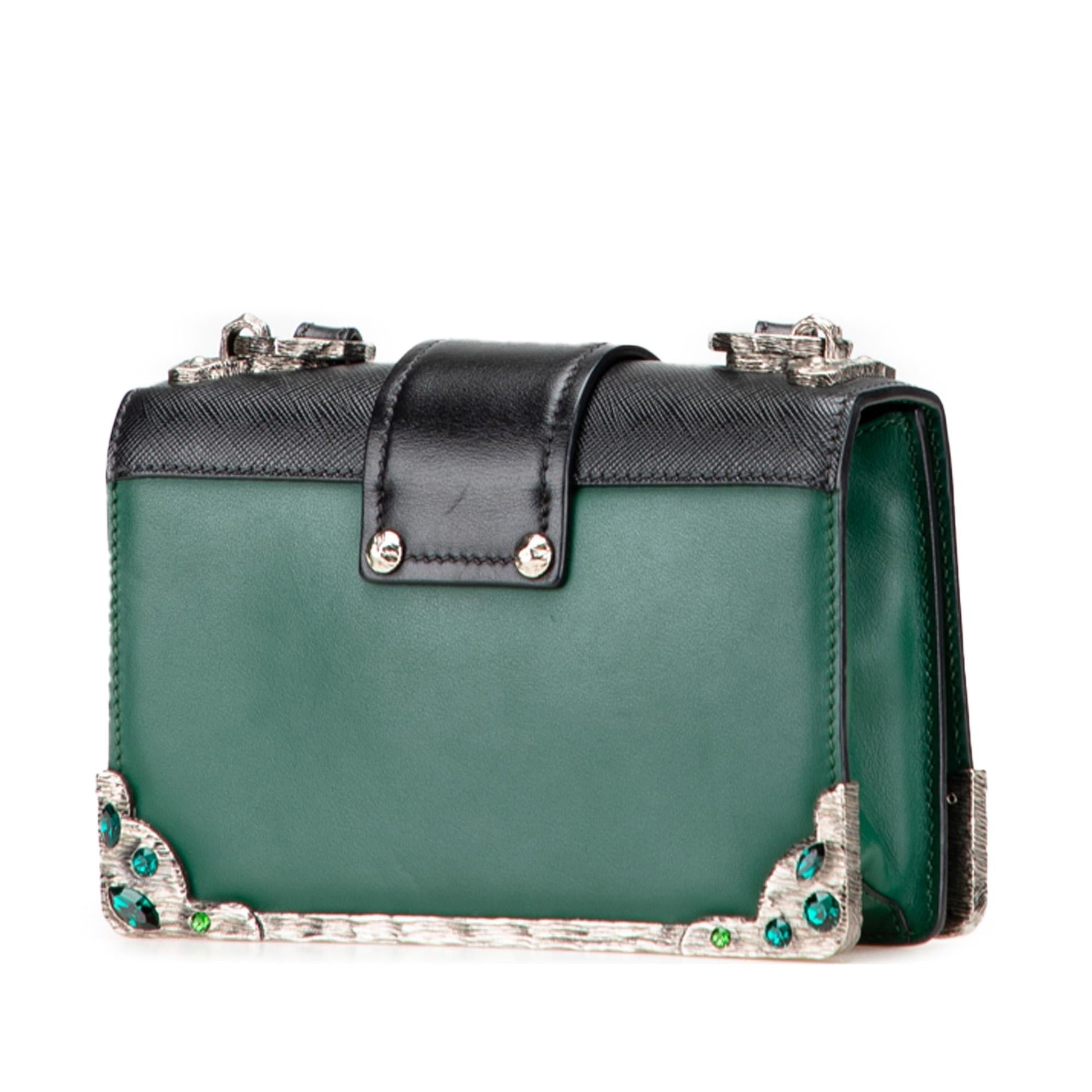 Prada Trimmed City Calf Crystal Cahier Crossbody Saffiano Crossbody Bag Cahier Crossbody 1