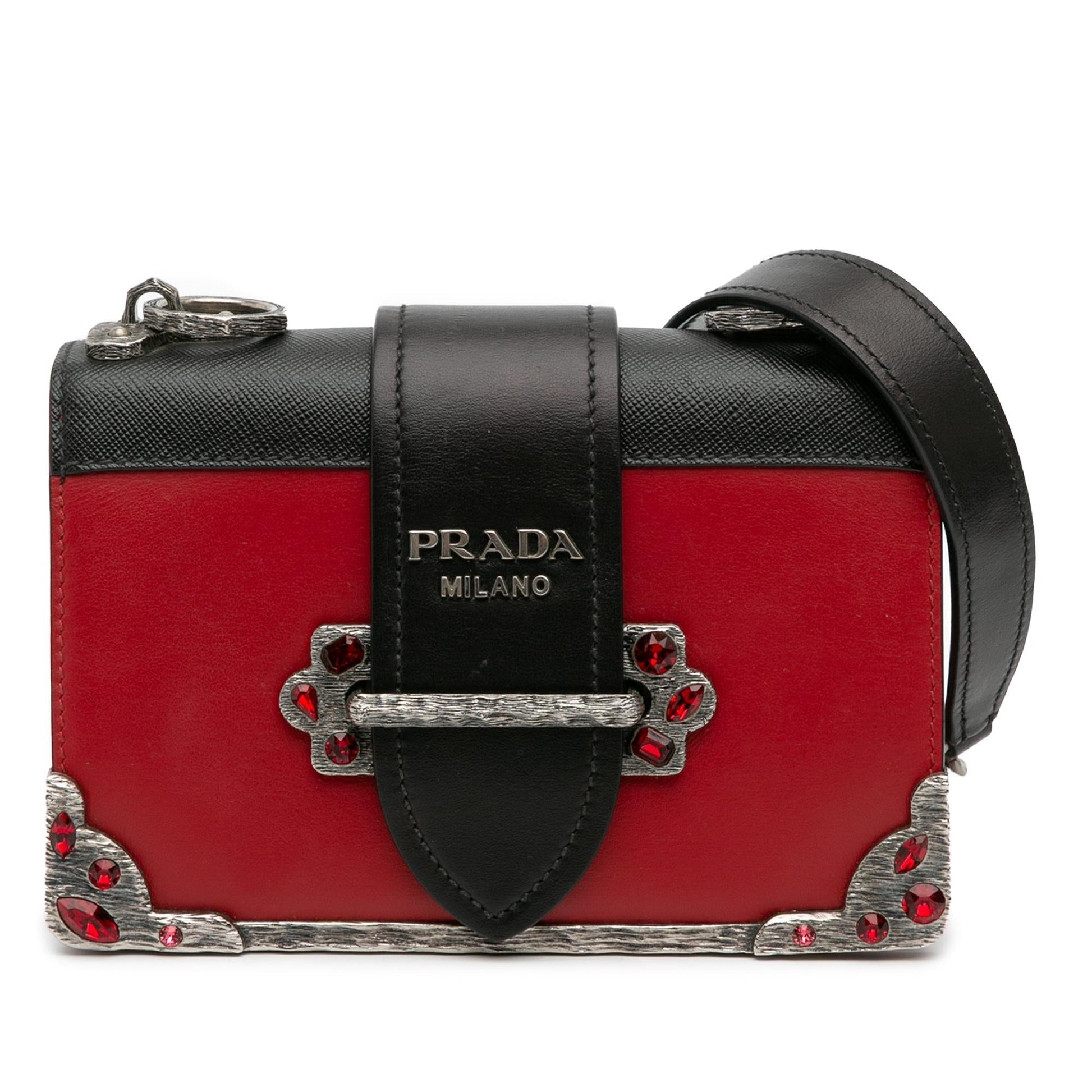 Prada Trimmed City Calf Crystal Cahier Crossbody Saffiano Crossbody Bag Cahier Crossbody 2