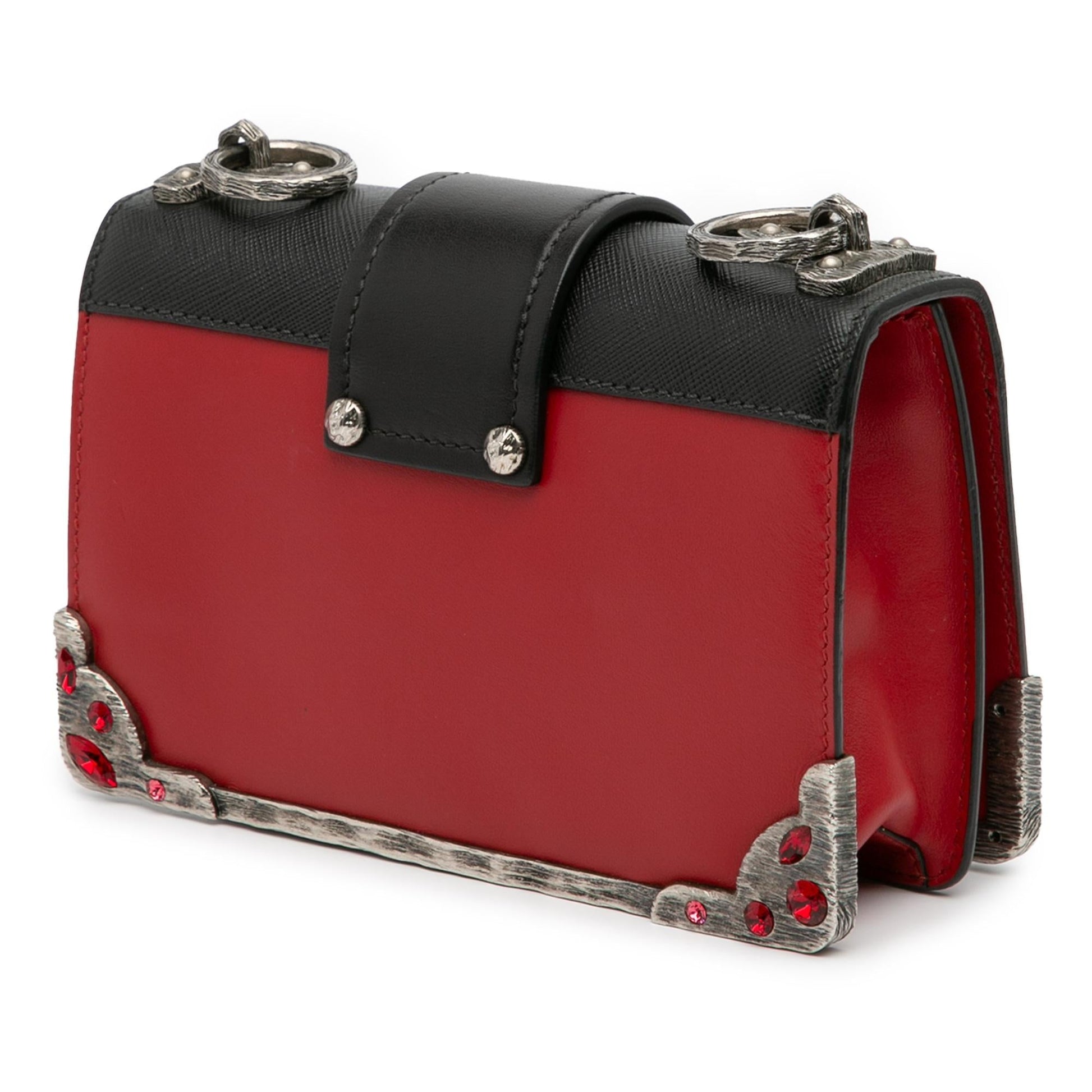 Prada Trimmed City Calf Crystal Cahier Crossbody Saffiano Crossbody Bag Cahier Crossbody 2