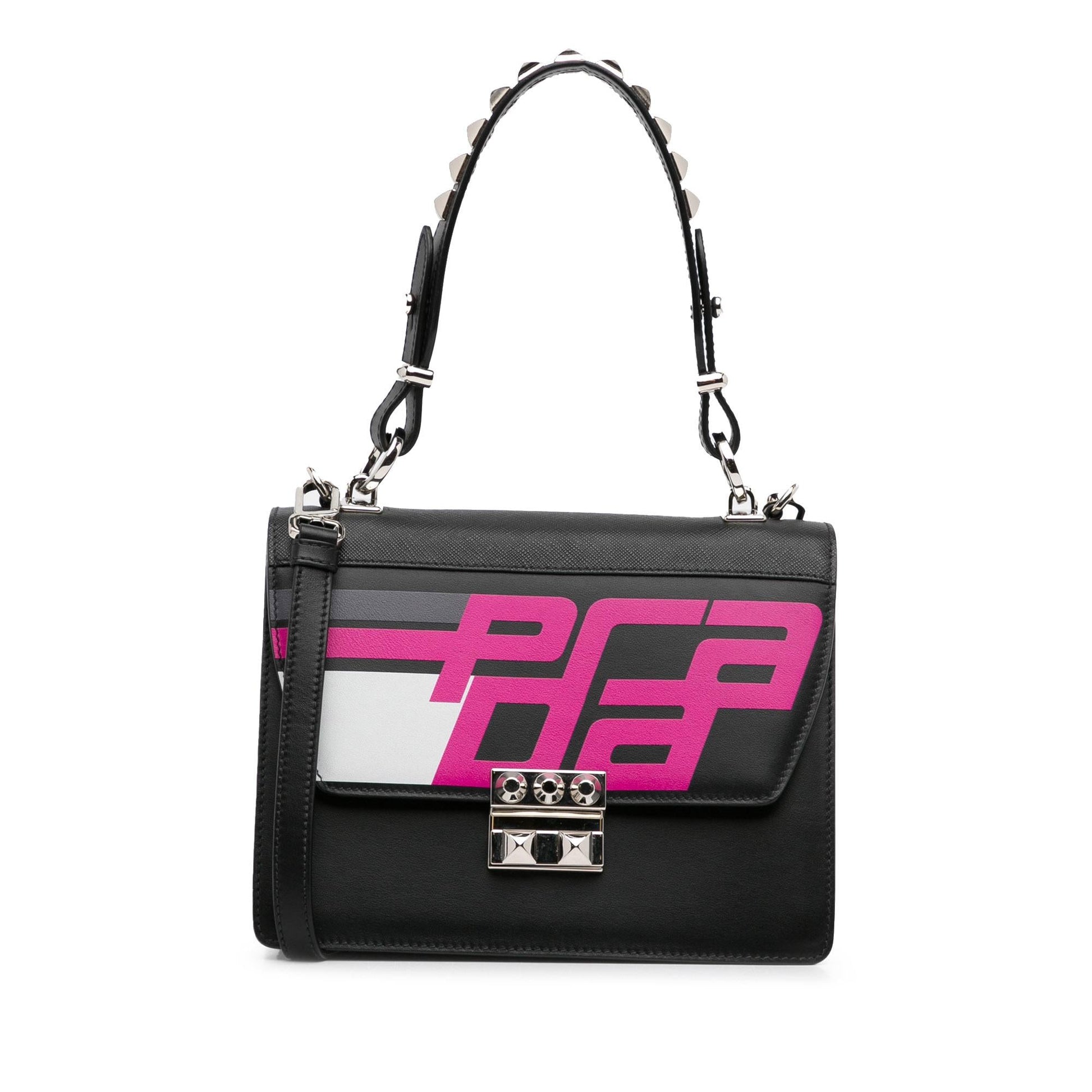 Prada Trimmed City Calf Racing Elektra Satchel Shg Xahhad Saffiano Logo Satchel Bag