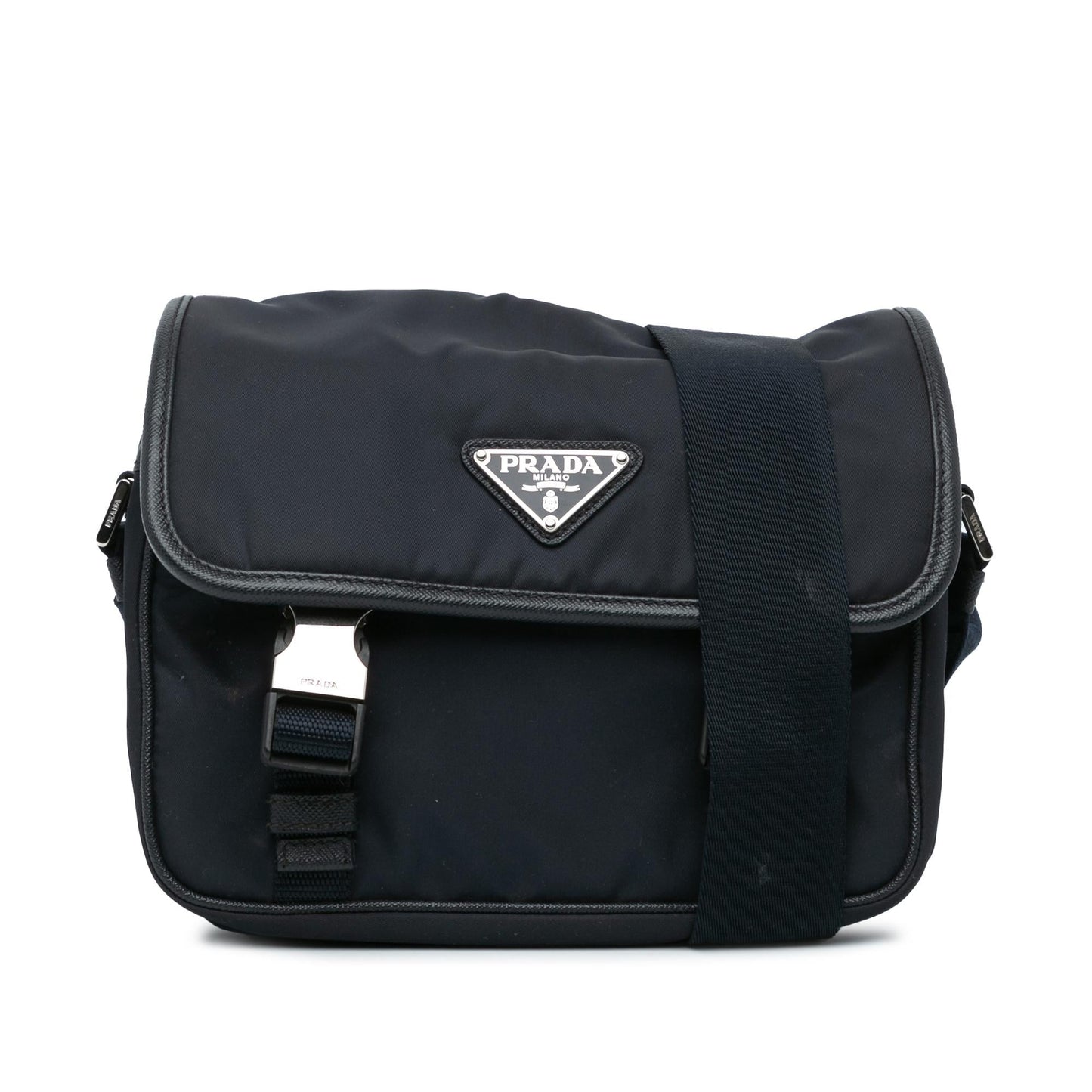 Prada Trimmed Double Buckle Messenger Bag Saffiano Crossbody Bag