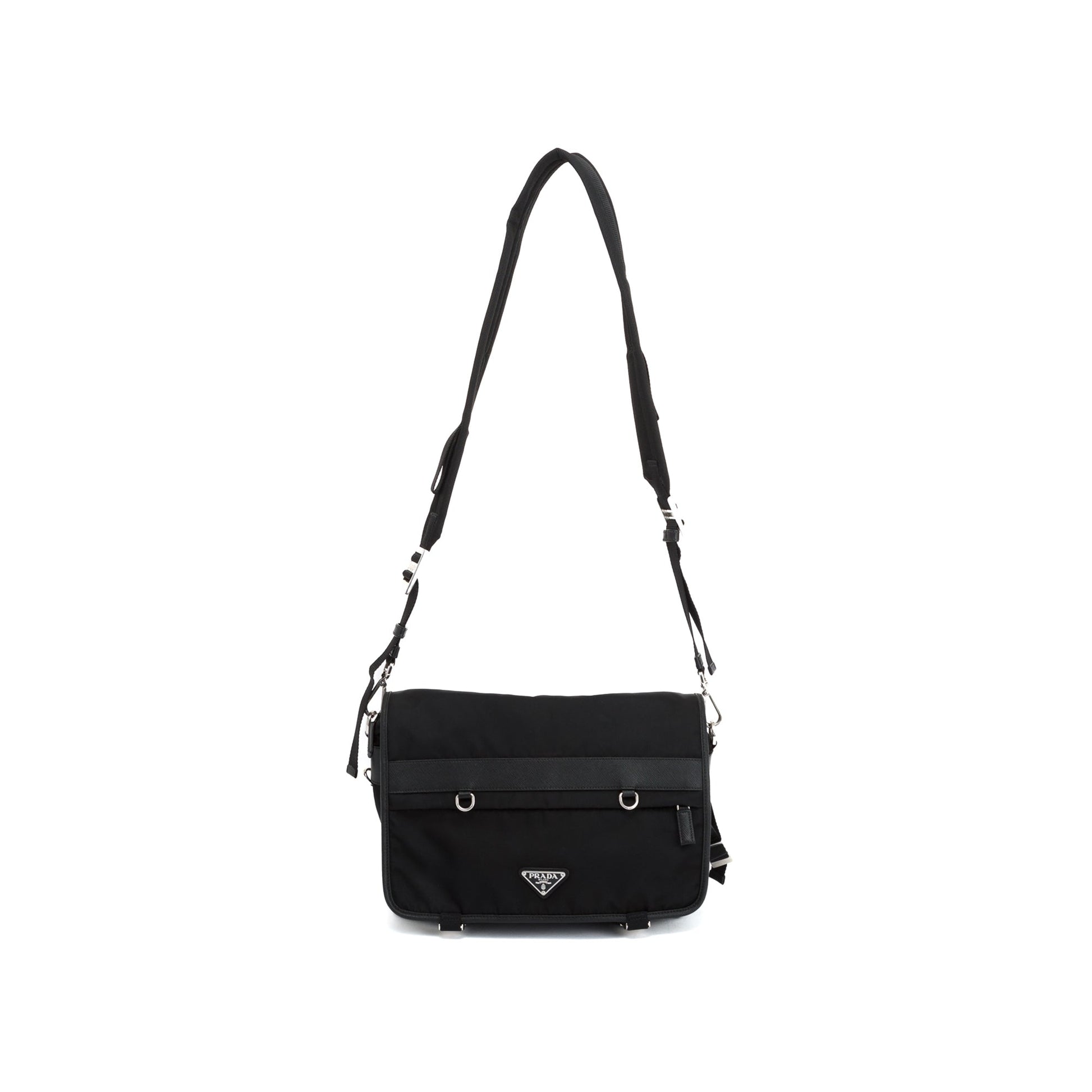 Prada Saffiano Trimmed Messenger Bag Nylon Travel Bag