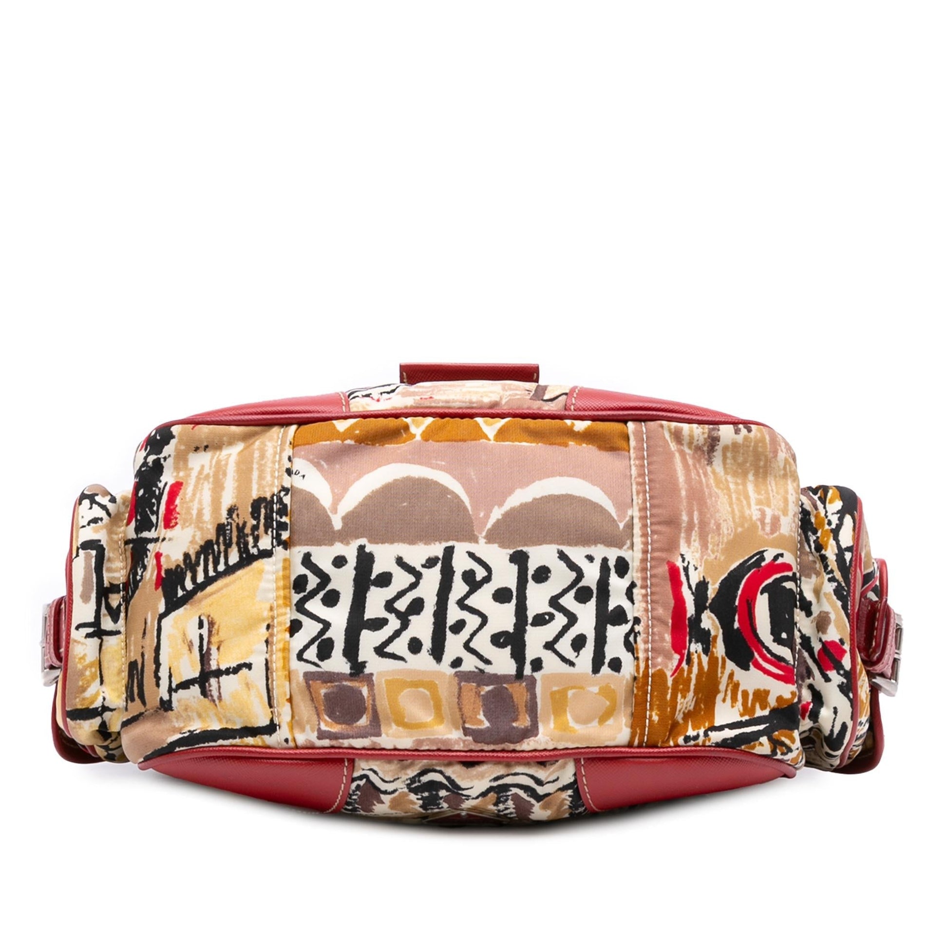 Prada Trimmed Printed Venice Shoulder Bag Canvas Saffiano