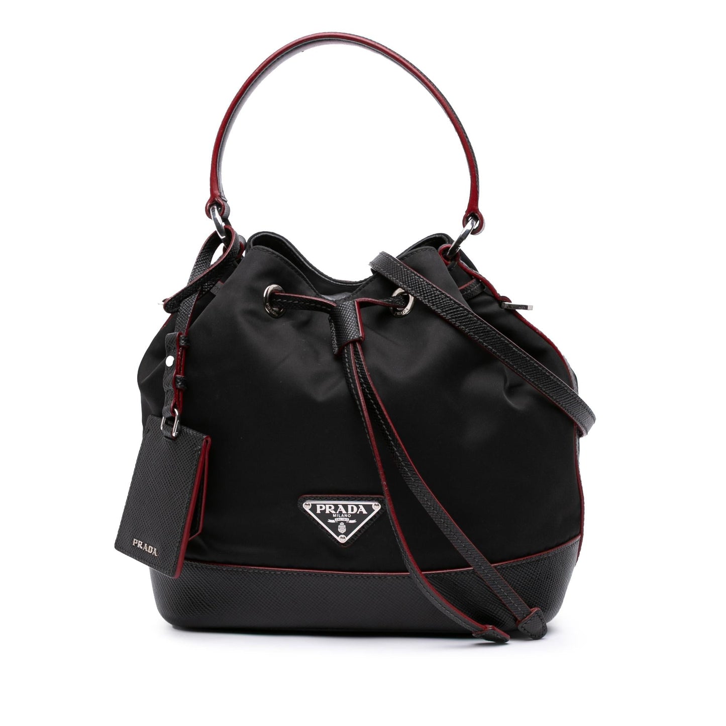 Prada Trimmed Tessuto Bag Saffiano Bucket Satchel Bag