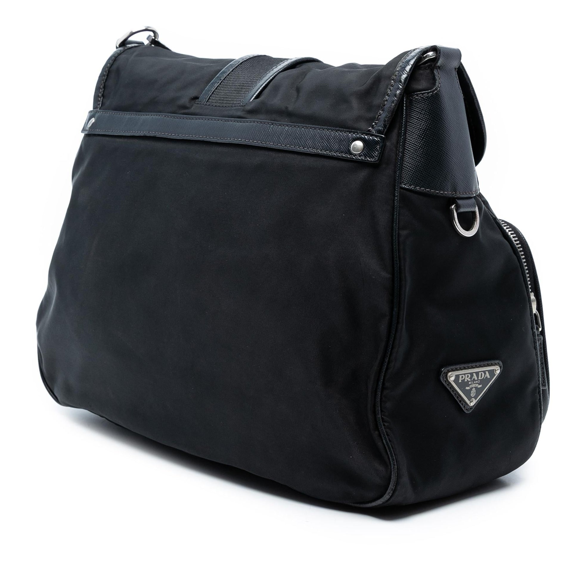 Prada Trimmed Tessuto Buckle Messenger Bag Saffiano Crossbody Bag
