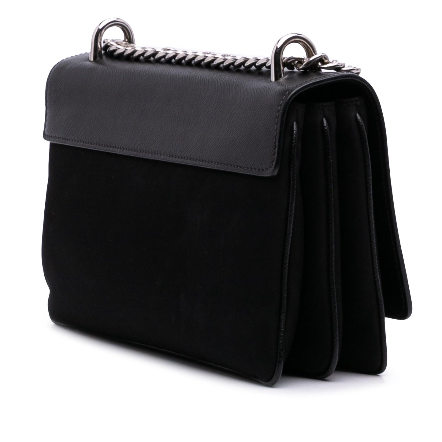 Prada Trimmed Tessuto Crossbody Saffiano Chain Crossbody Bag