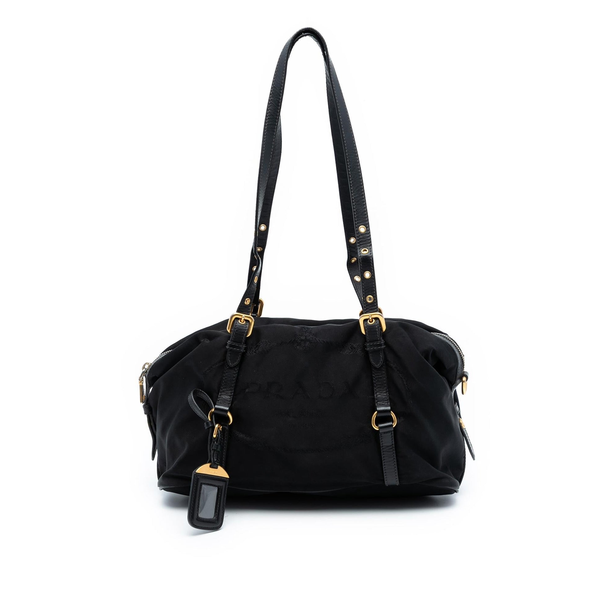 Prada Trimmed Tessuto Satchel Saffiano Logo Satchel Bag