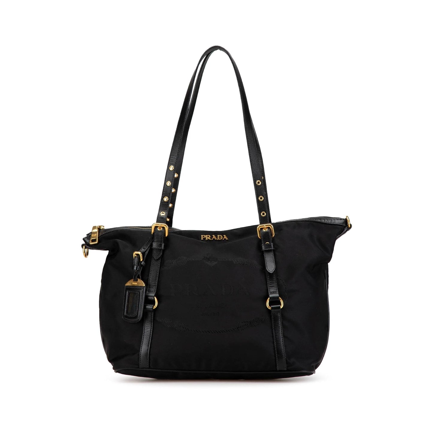 Prada Trimmed Tessuto Tote Saffiano Logo Tote Bag