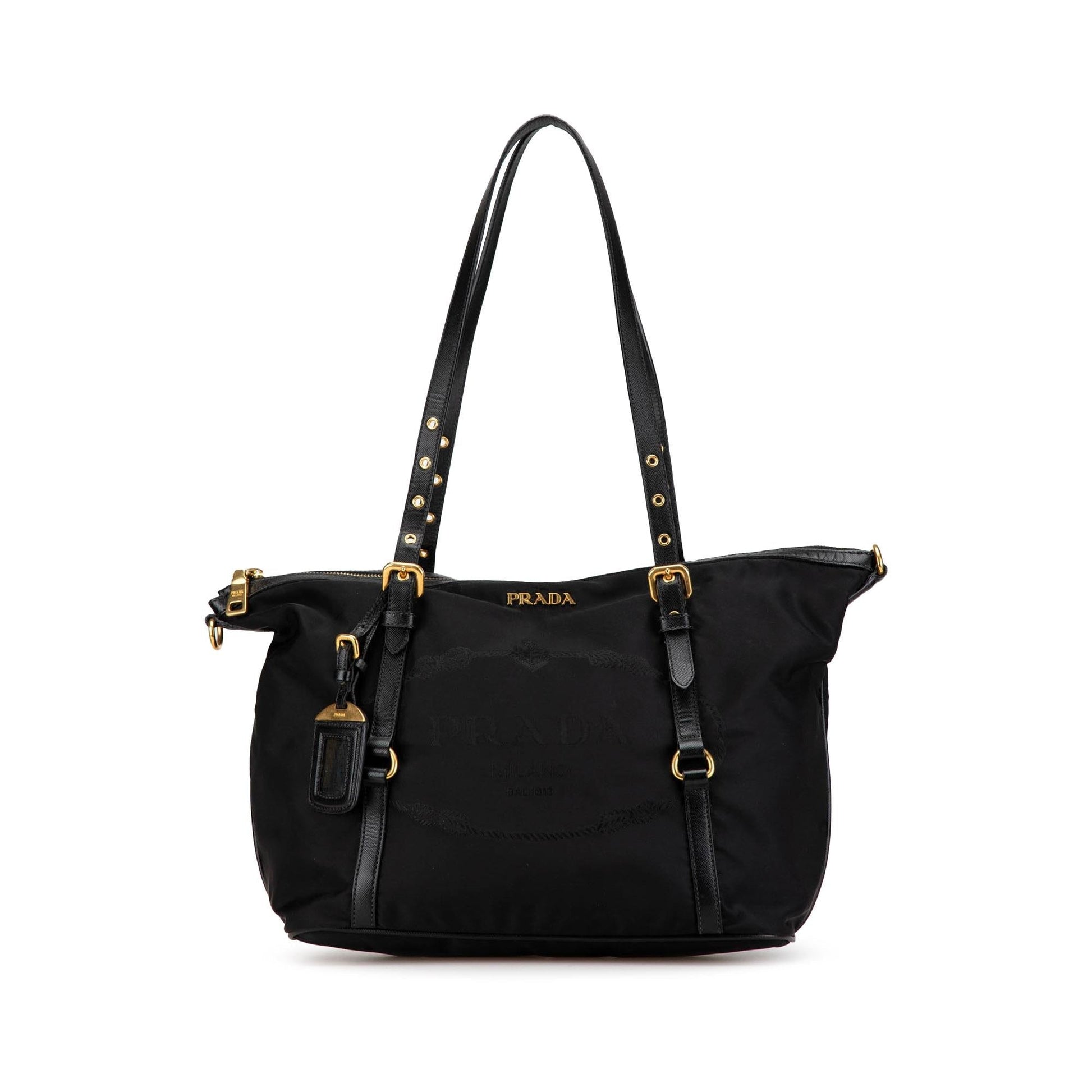 Prada Trimmed Tessuto Tote Saffiano Logo Tote Bag