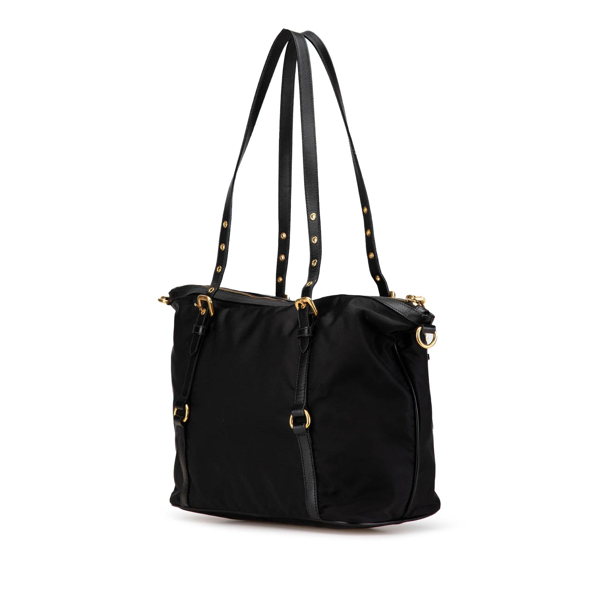 Prada Trimmed Tessuto Tote Saffiano Logo Tote Bag
