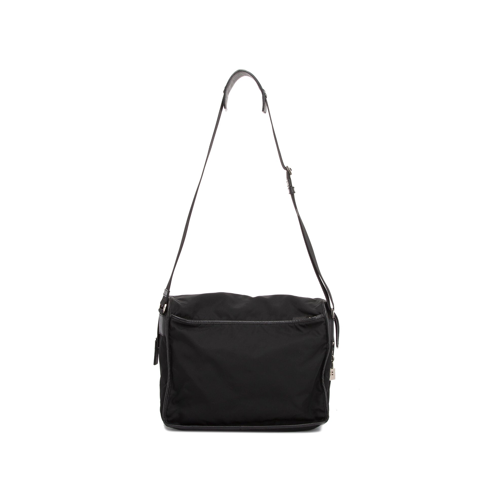 Prada Saffiano Trimmed Tessuto Messenger Bag Nylon Travel Bag