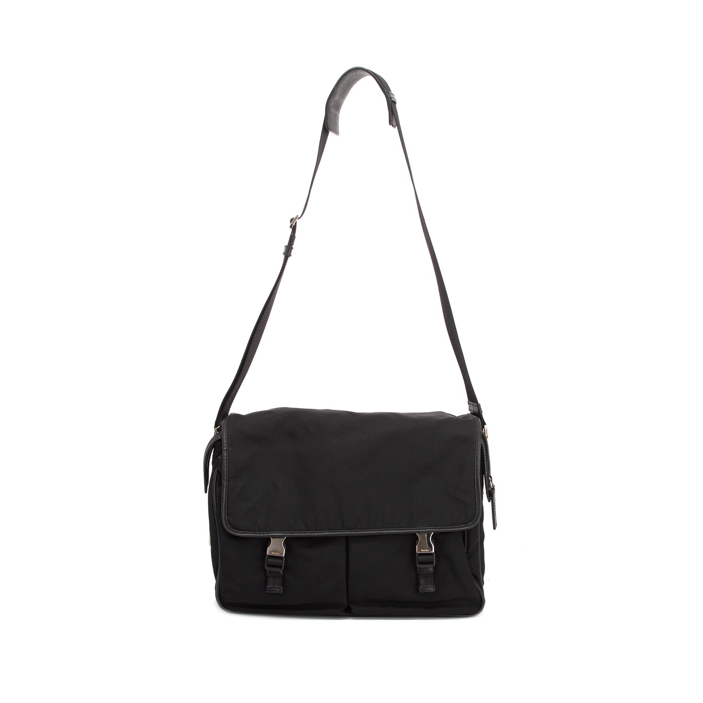 Prada Saffiano Trimmed Tessuto Messenger Bag Nylon Travel Bag