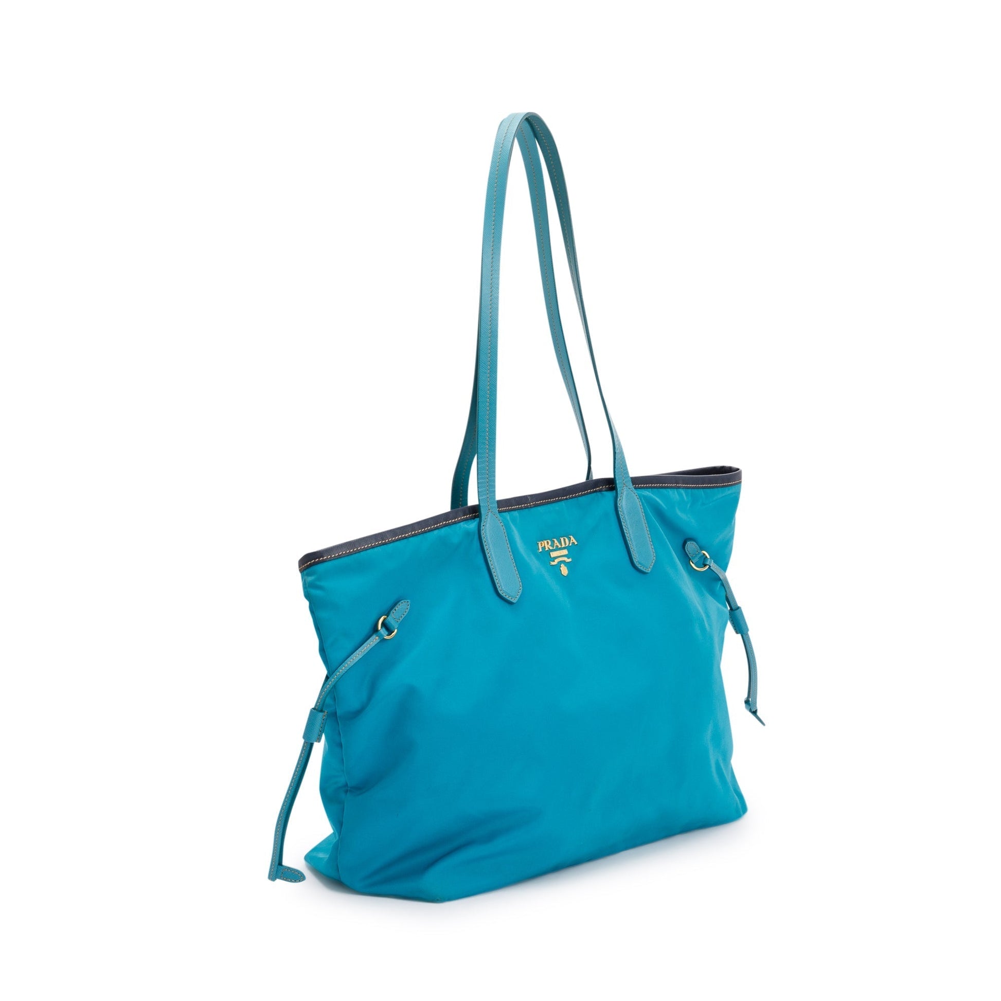 Prada Saffiano Trimmed Tessuto Tote Handbag Nylon Tote Bag