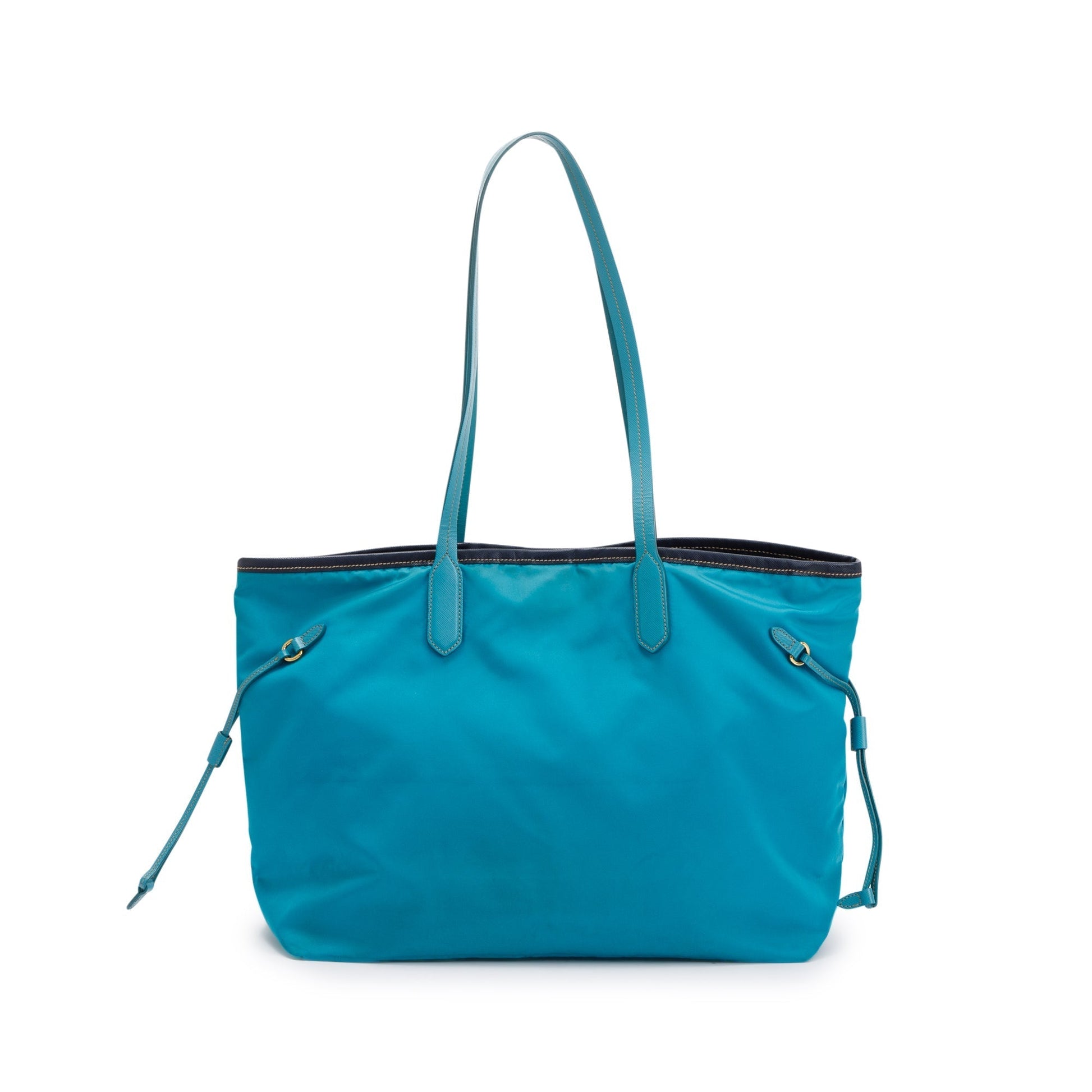 Prada Saffiano Trimmed Tessuto Tote Handbag Nylon Tote Bag