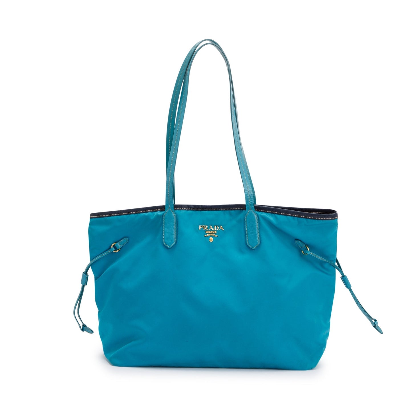 Prada Saffiano Trimmed Tessuto Tote Handbag Nylon Tote Bag