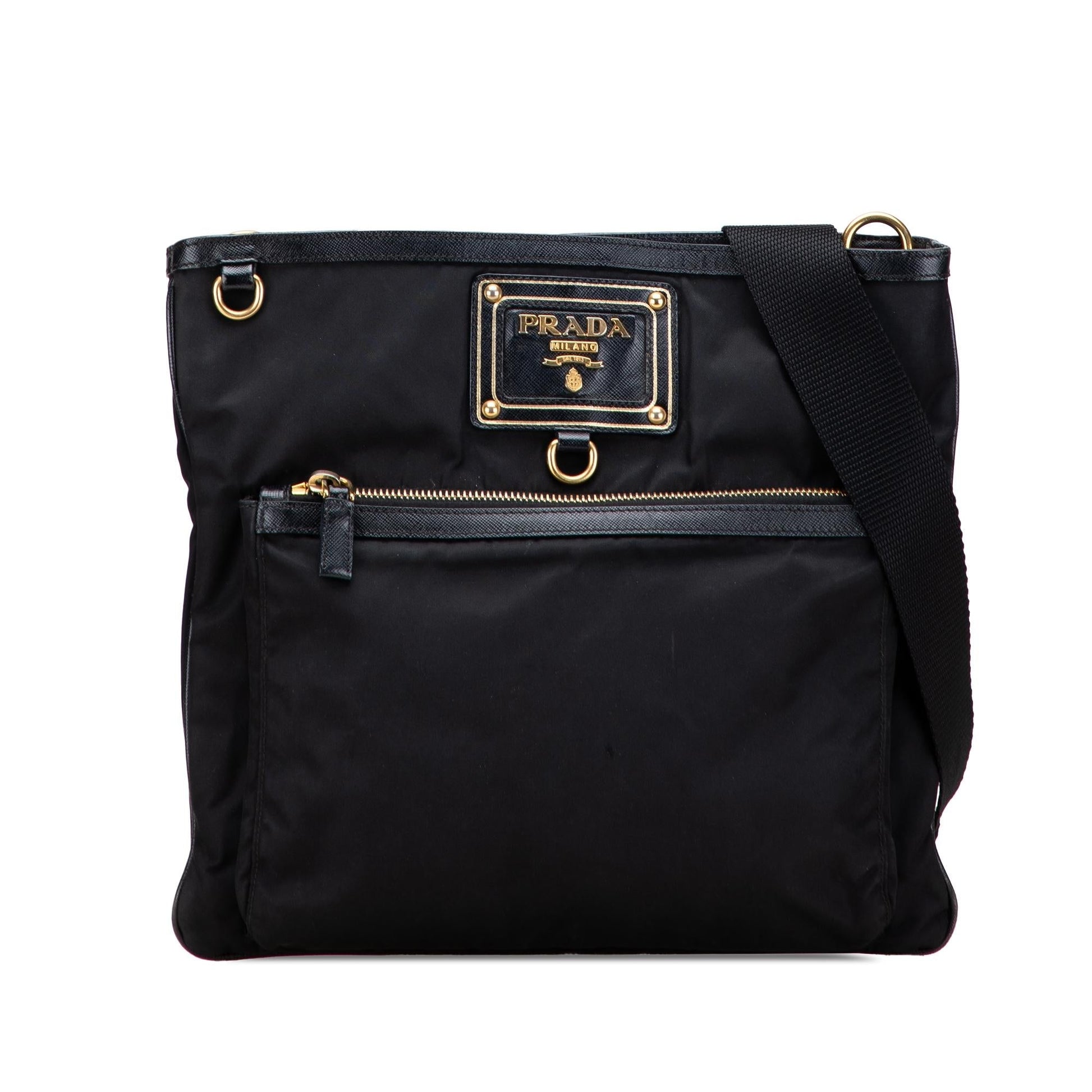 Prada Trimmed Tessuto Snap Crossbody Saffiano Crossbody Bag