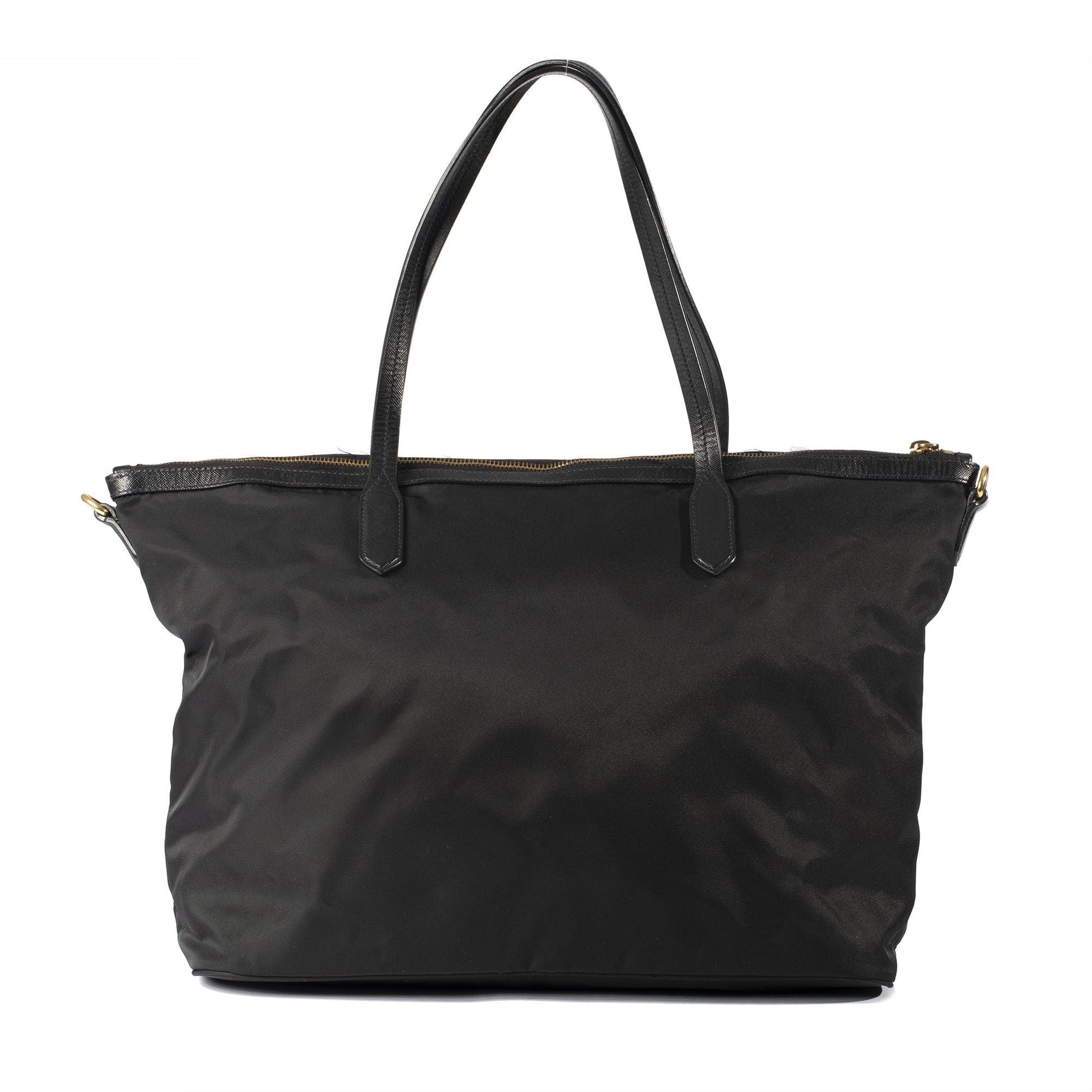 Prada Saffiano Trimmed Vela Tote Handbag Nylon Tote Bag