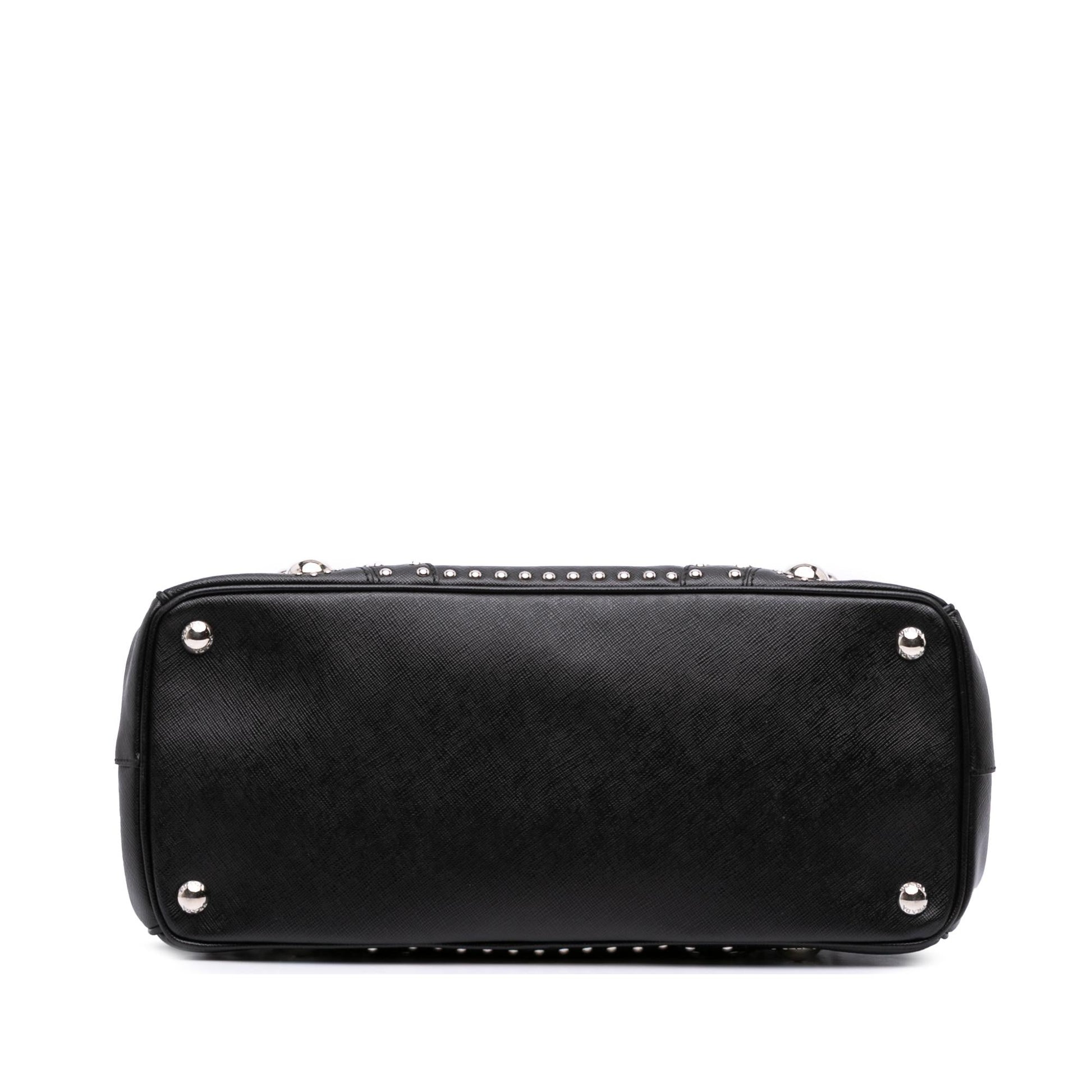 Prada Turnlock Double Studded Tote Saffiano Zip Tote Bag