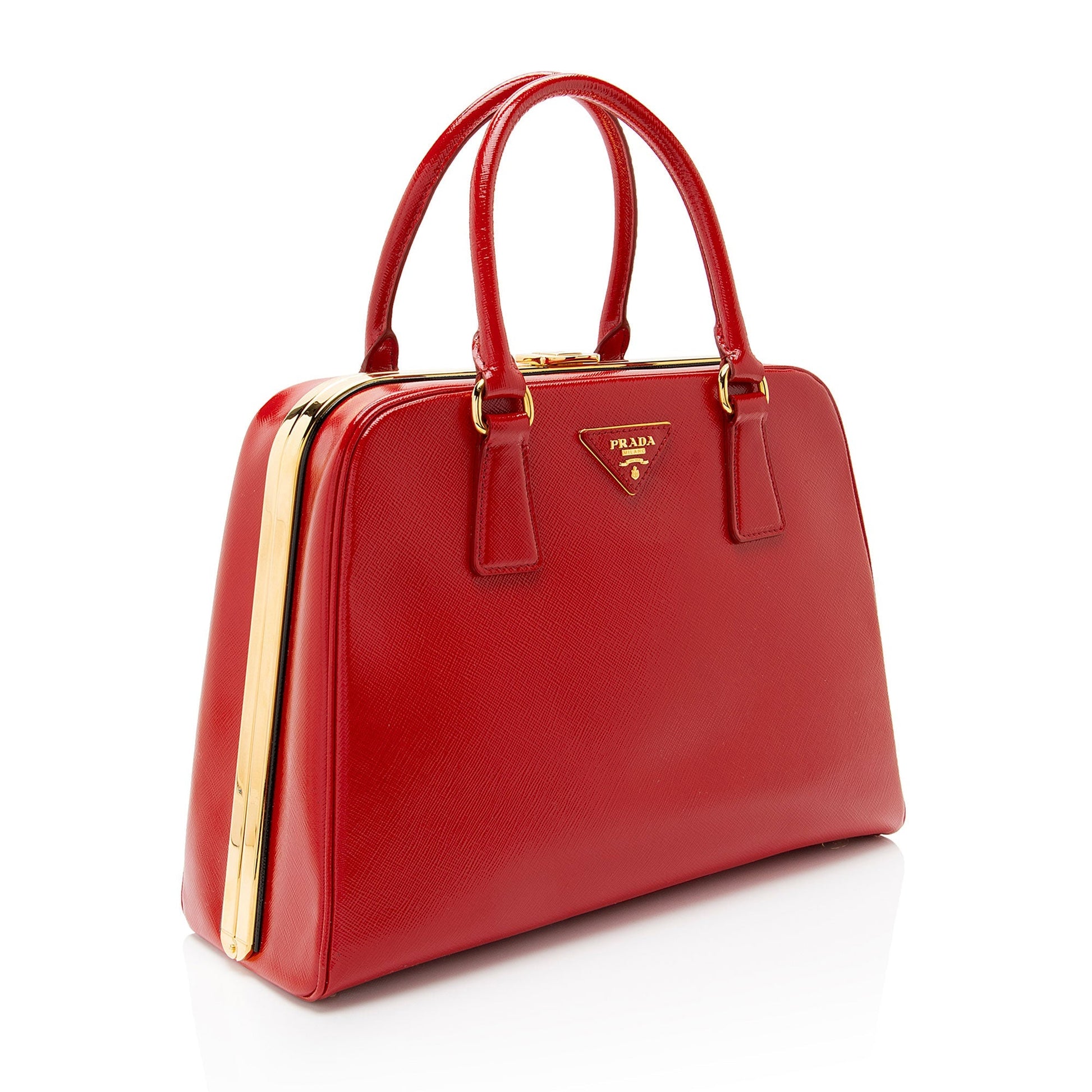 Prada Vernice Framed Pyramid Satchel Shf Sxvfbm Saffiano Satchel Bag