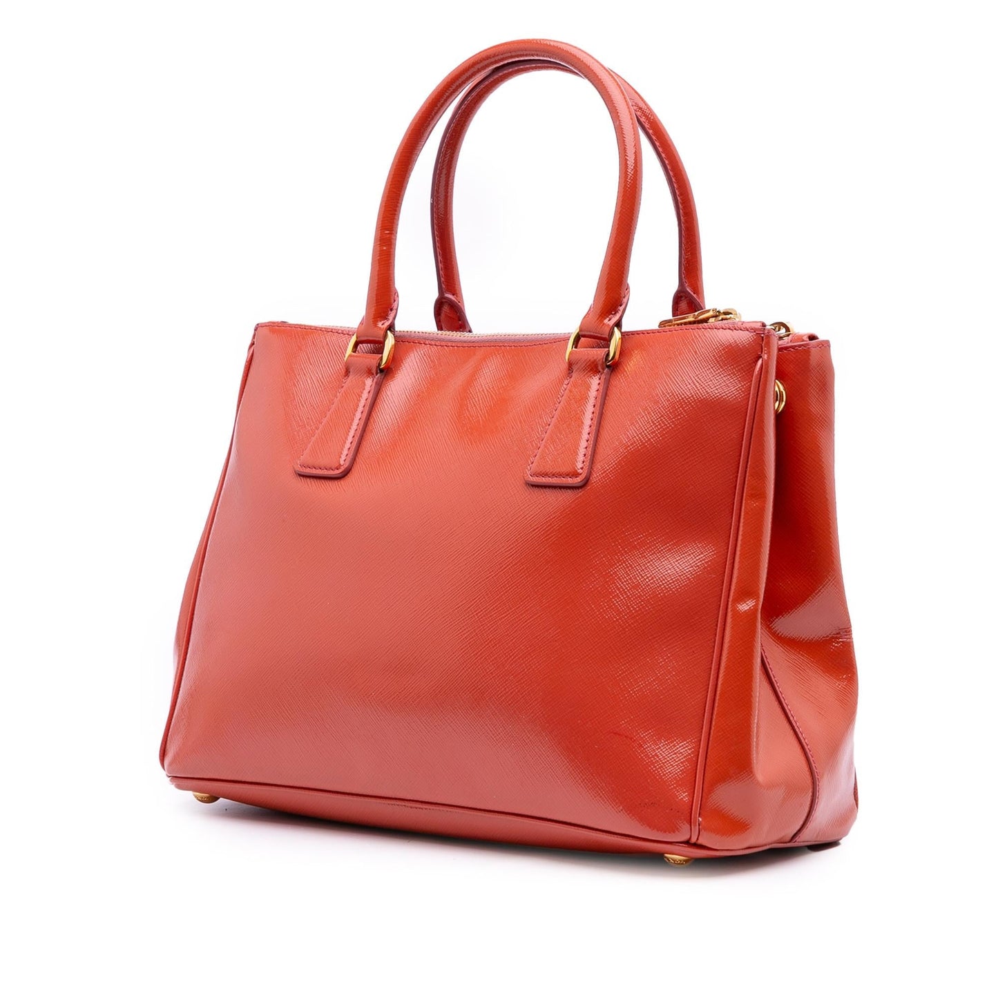 Prada Vernice Front Pocket Galleria Double Satchel Saffiano Zip Satchel Bag