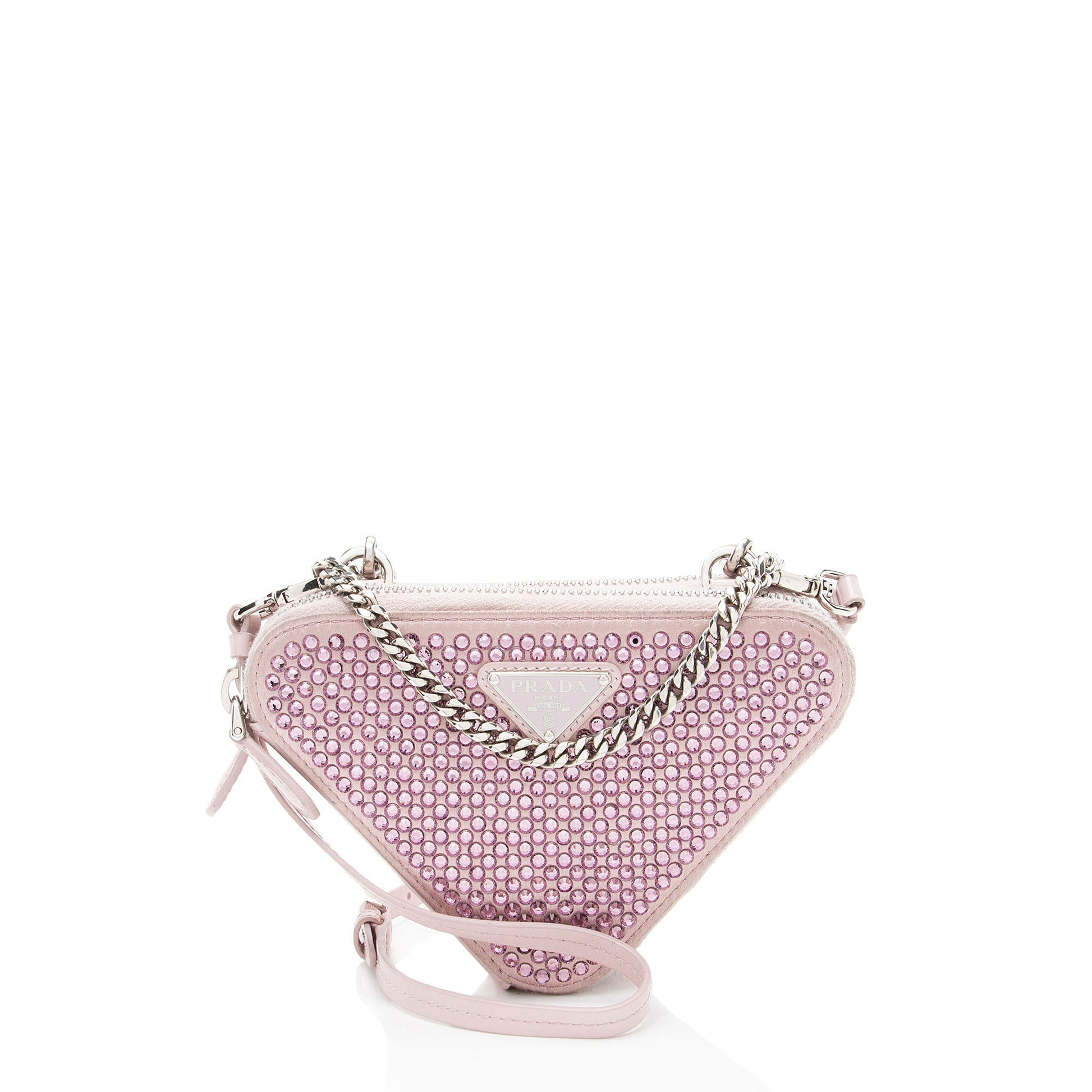 Prada Crystal Triangle Crossbody Satin Mini Crossbody Bag