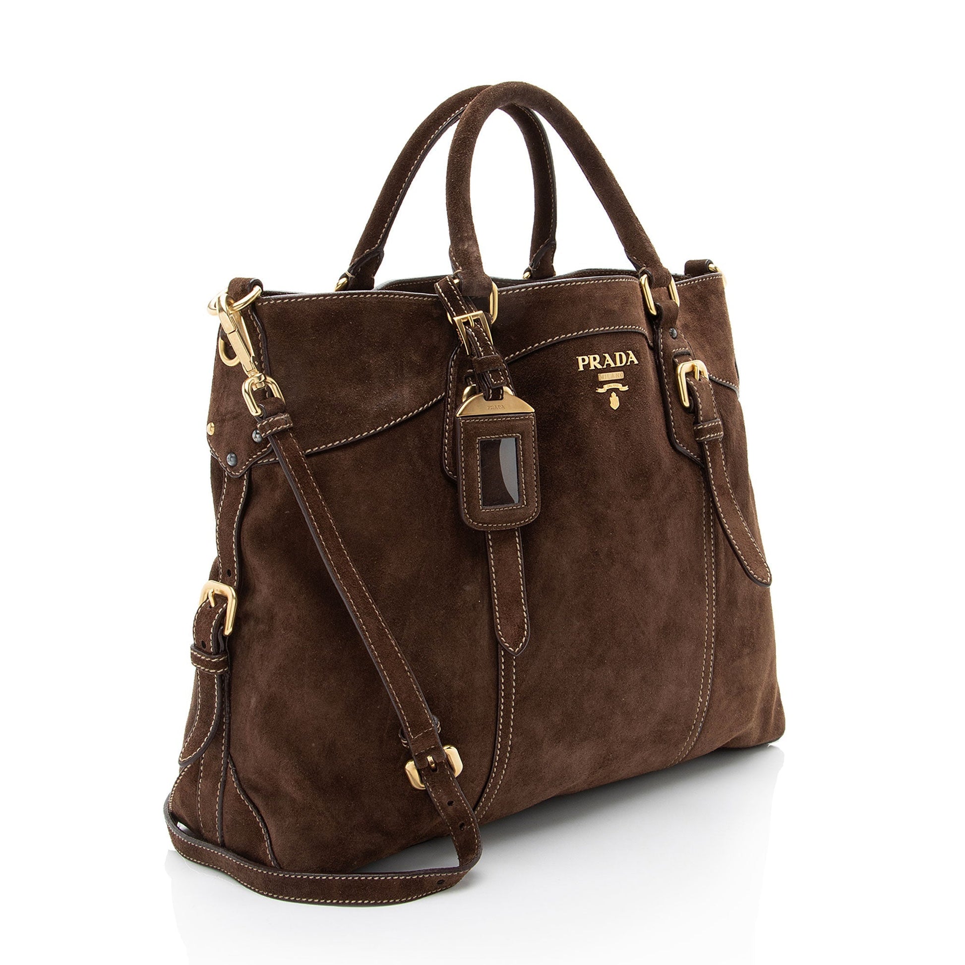 Prada Scamosciato Convertible Satchel Suede Satchel Bag