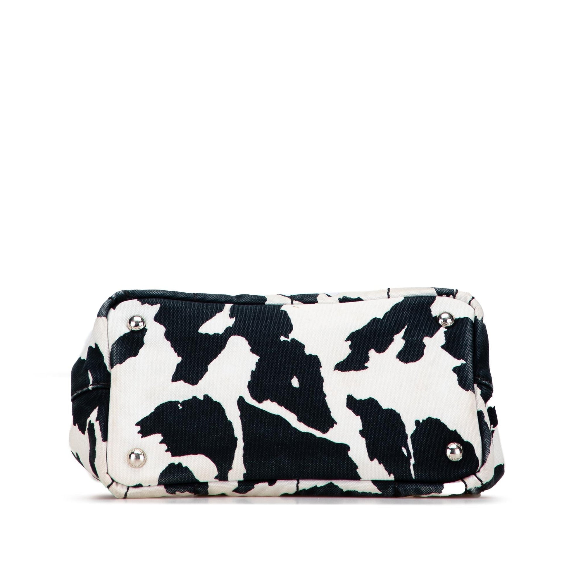 Prada Canapa Cow Print Satchel Canvas Small Satchel Bag