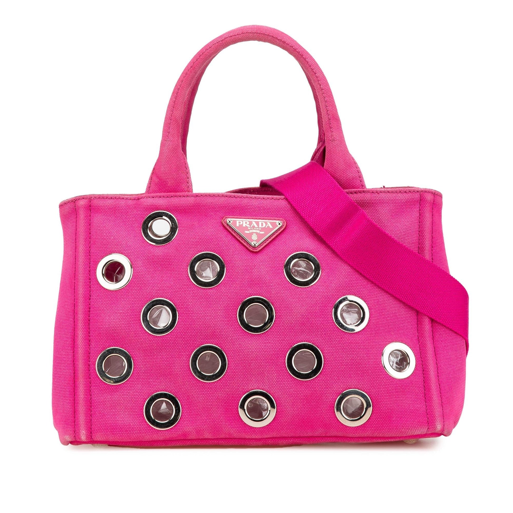 Prada Canapa Grommet Satchel Canvas Small Satchel Bag