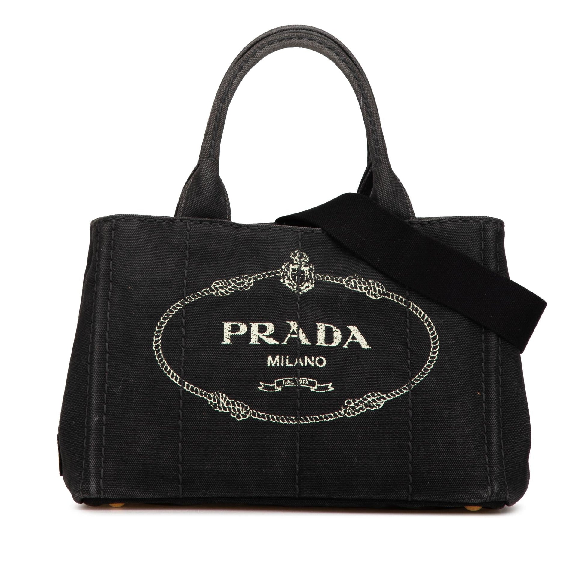 Prada Canapa Satchel Canvas Small Logo Satchel Bag