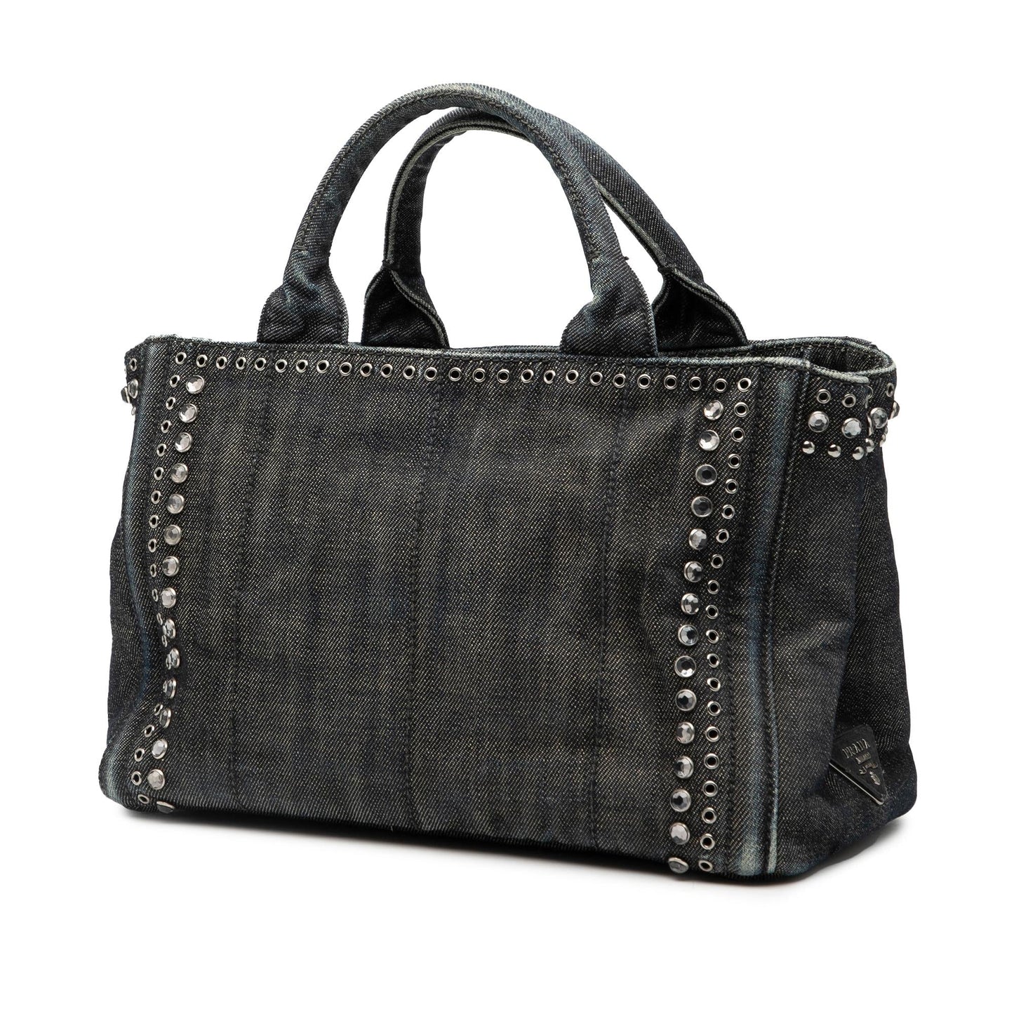 Prada Canapa Bijoux And Grommet Satchel Denim Small Satchel Bag