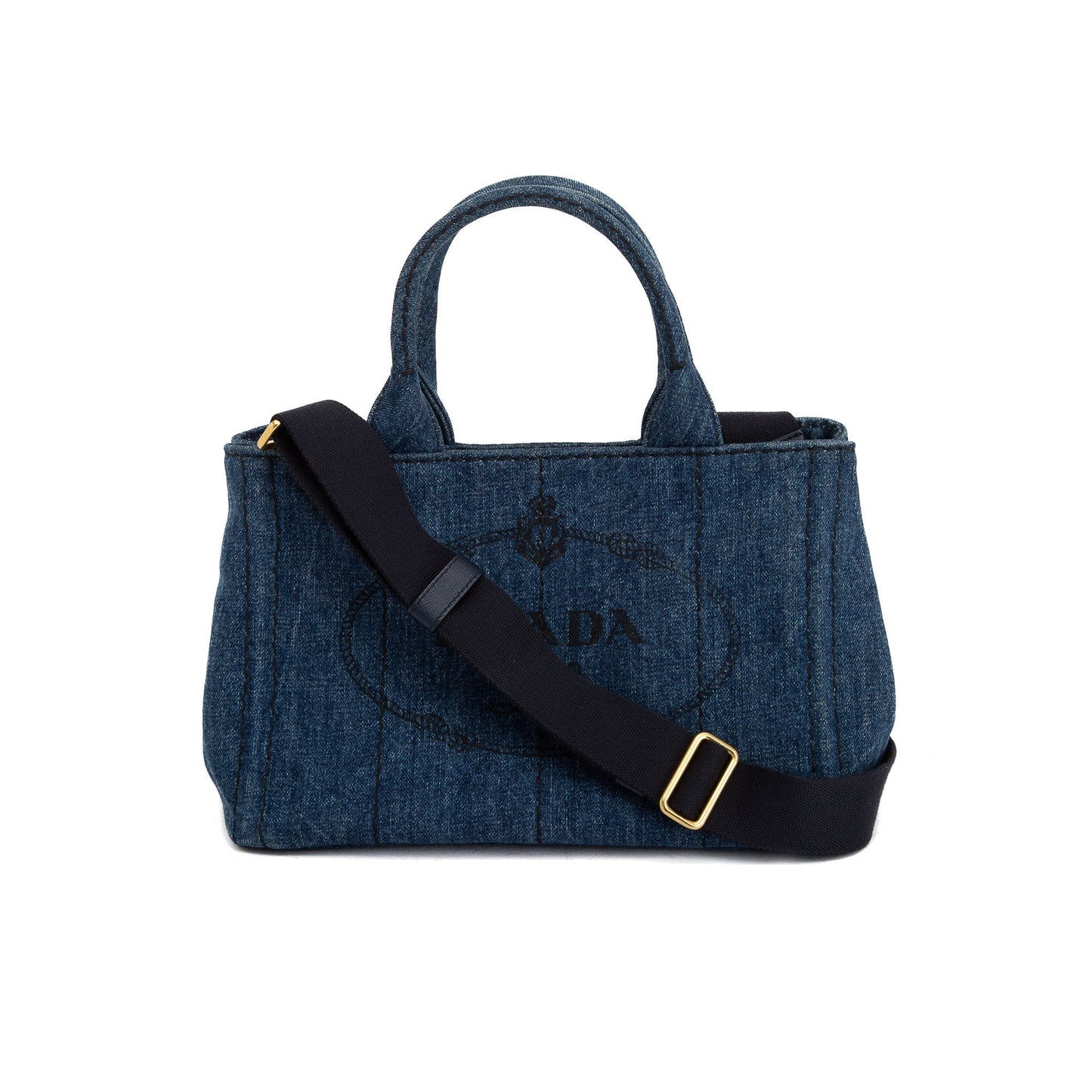 Prada Canapa Tote Handbag Denim Small Tote Bag