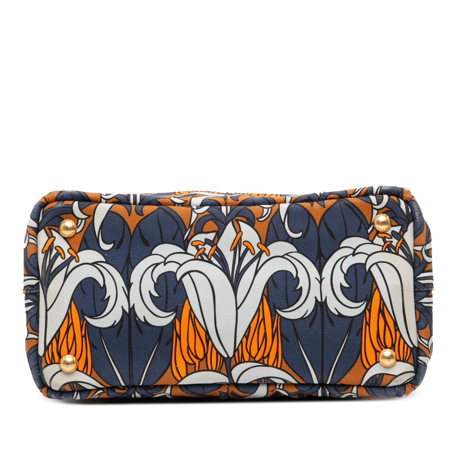 Prada Floral Printed Canapa Satchel Canvas Small Satchel Bag