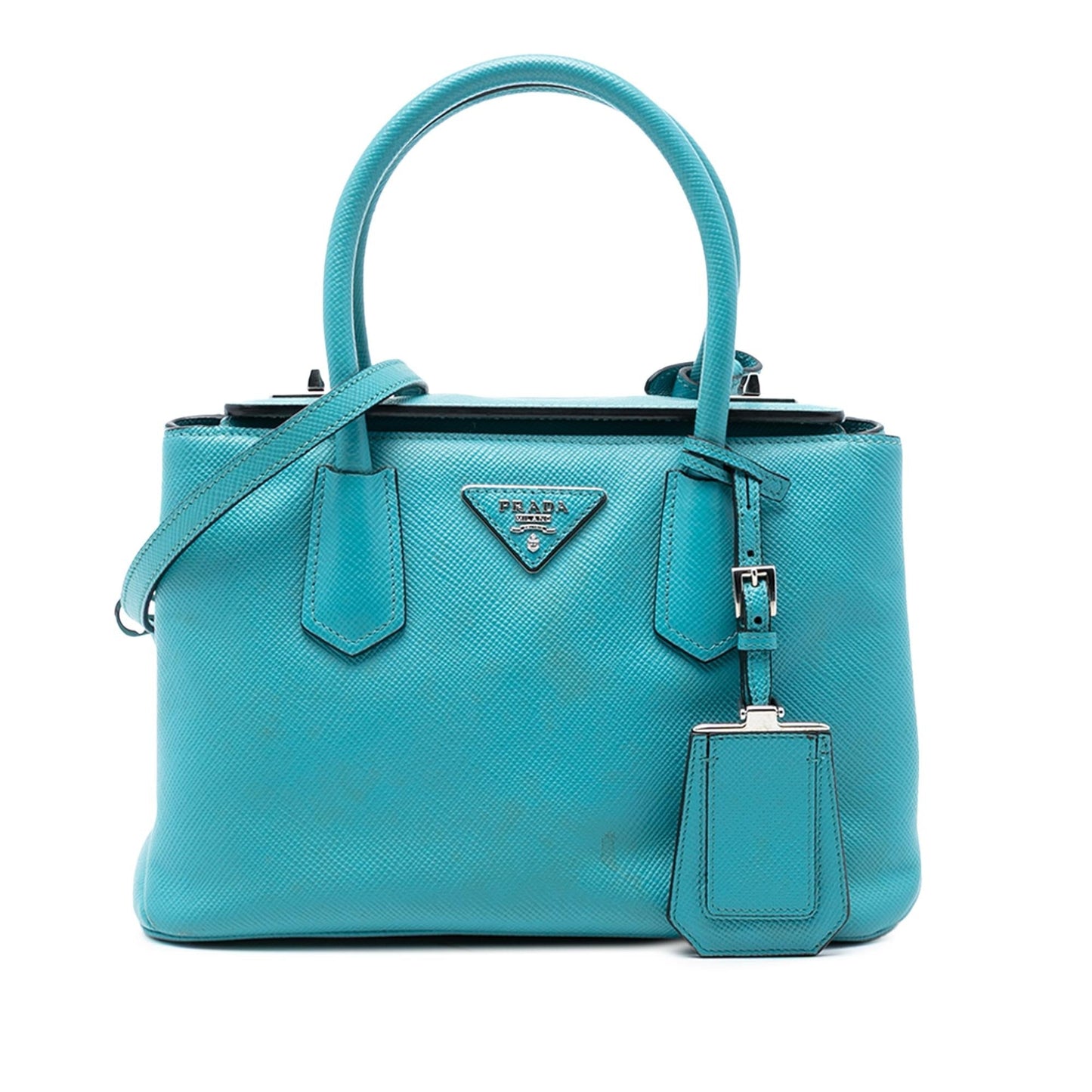 Prada Cuir Turnlock Twin Satchel Saffiano Small Satchel Bag