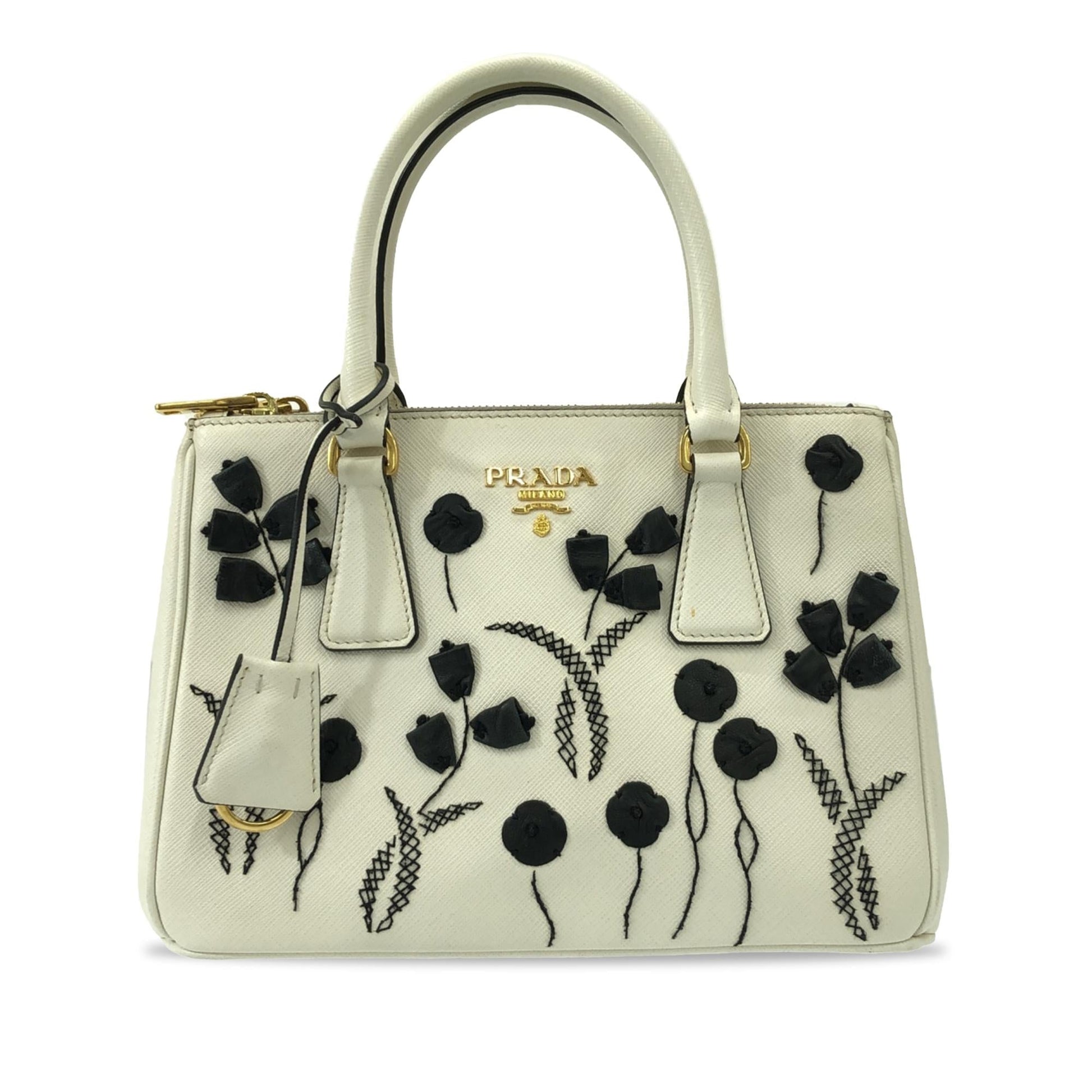 Prada Galleria Floral Double Shg D58Tor Satchel Bag Saffiano Small Zip
