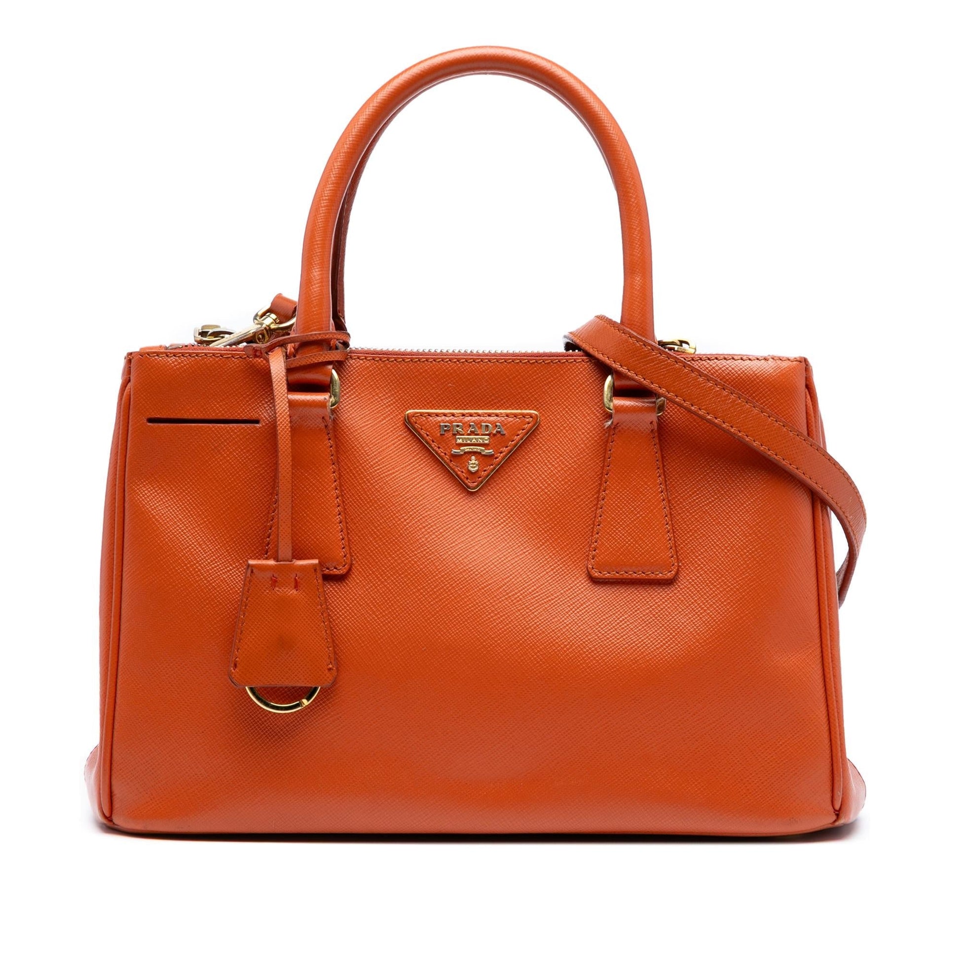 Prada Lux Galleria Double Satchel Bag Saffiano Small Zip