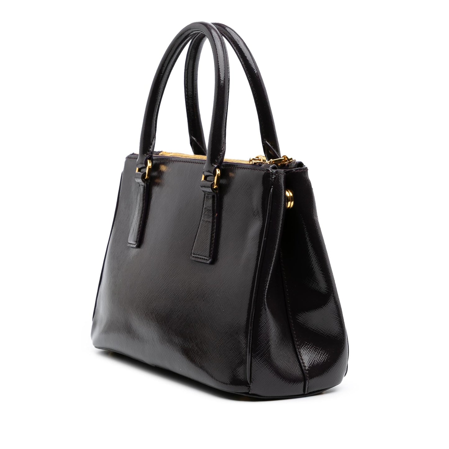 Prada Vernice Galleria Double Satchel Saffiano Small Zip Satchel Bag