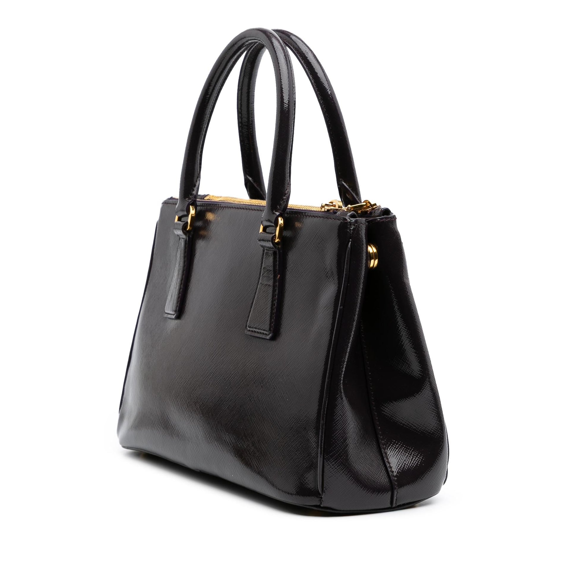 Prada Vernice Galleria Double Satchel Saffiano Small Zip Satchel Bag