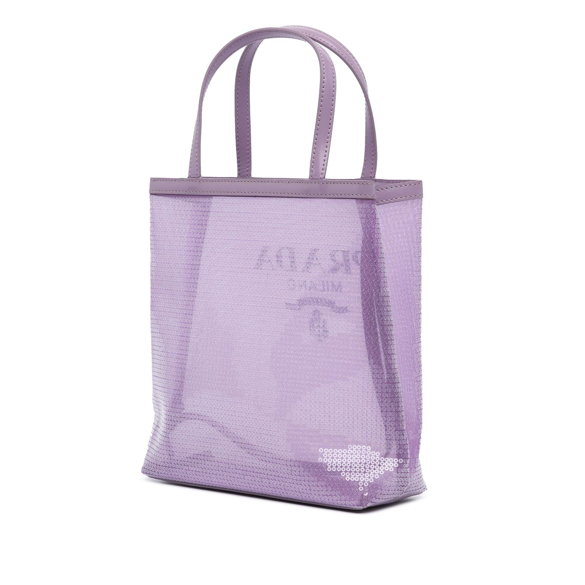 Prada Sequined Mesh Tote Small Logo Tote Bag Logo Tote 1