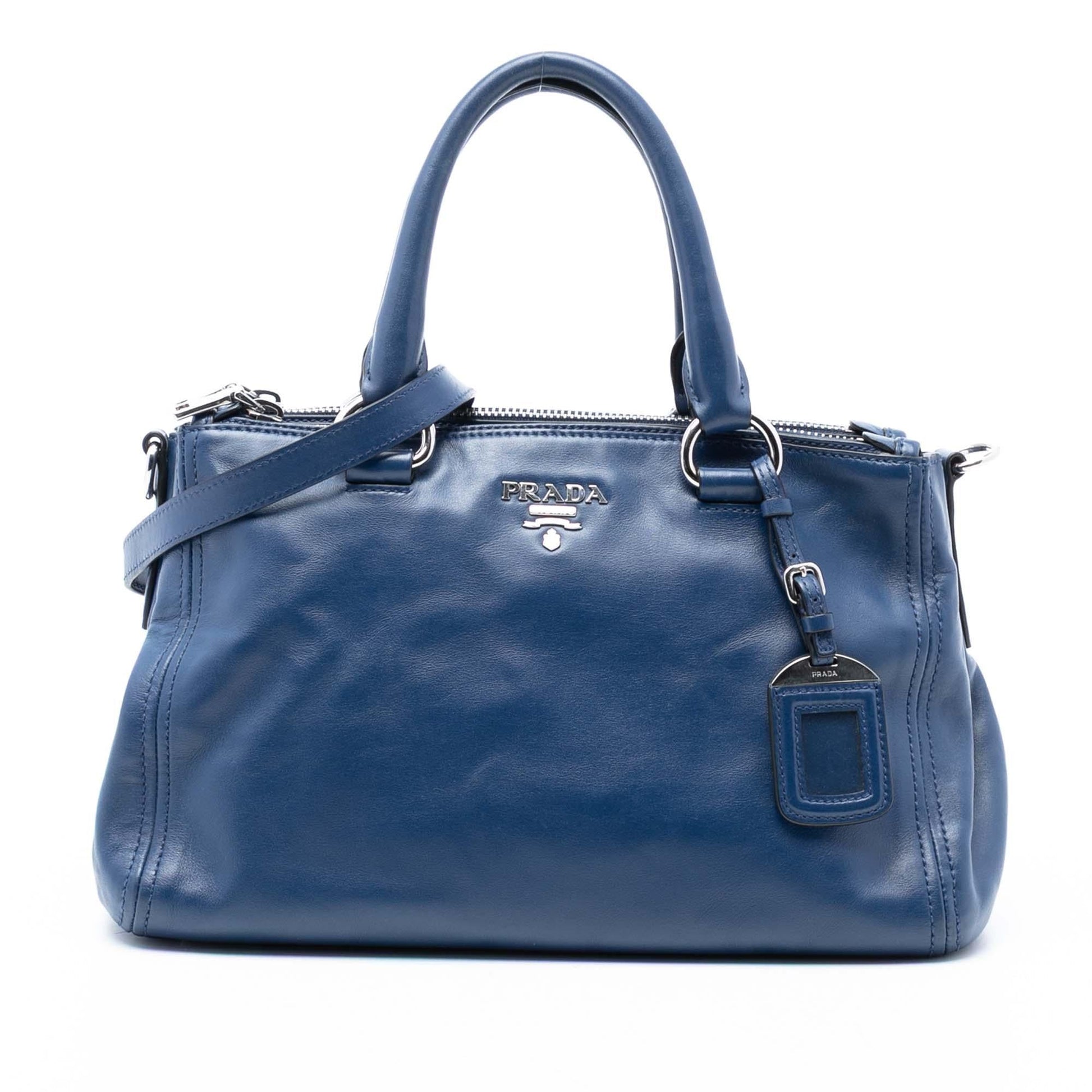 Prada Soft Calf Double Satchel Zip Satchel Bag