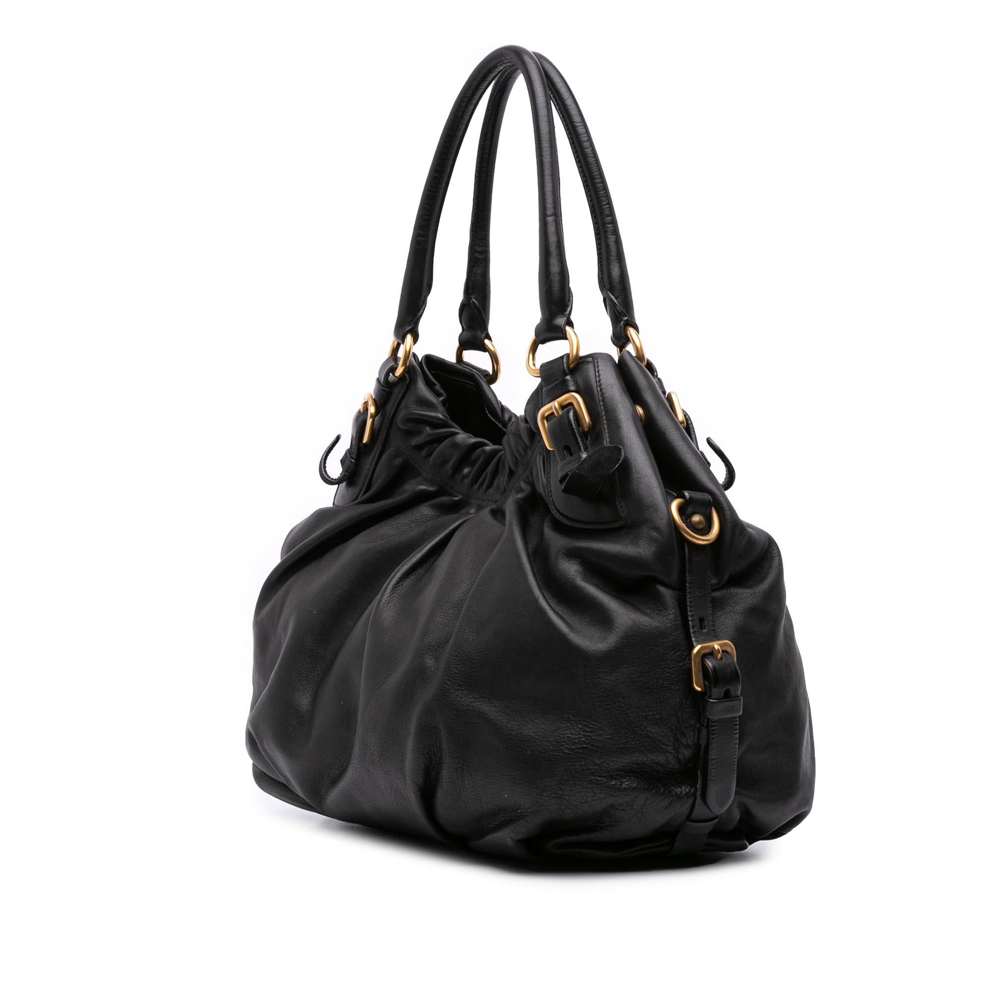 Prada Soft Calf Gathered Satchel Satchel Bag