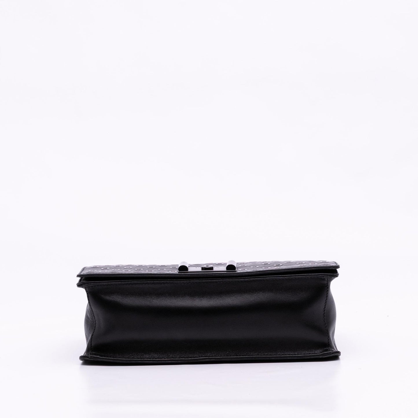 Prada Soft Calf Grommet Lock Crossbody Chain Flap Crossbody Bag
