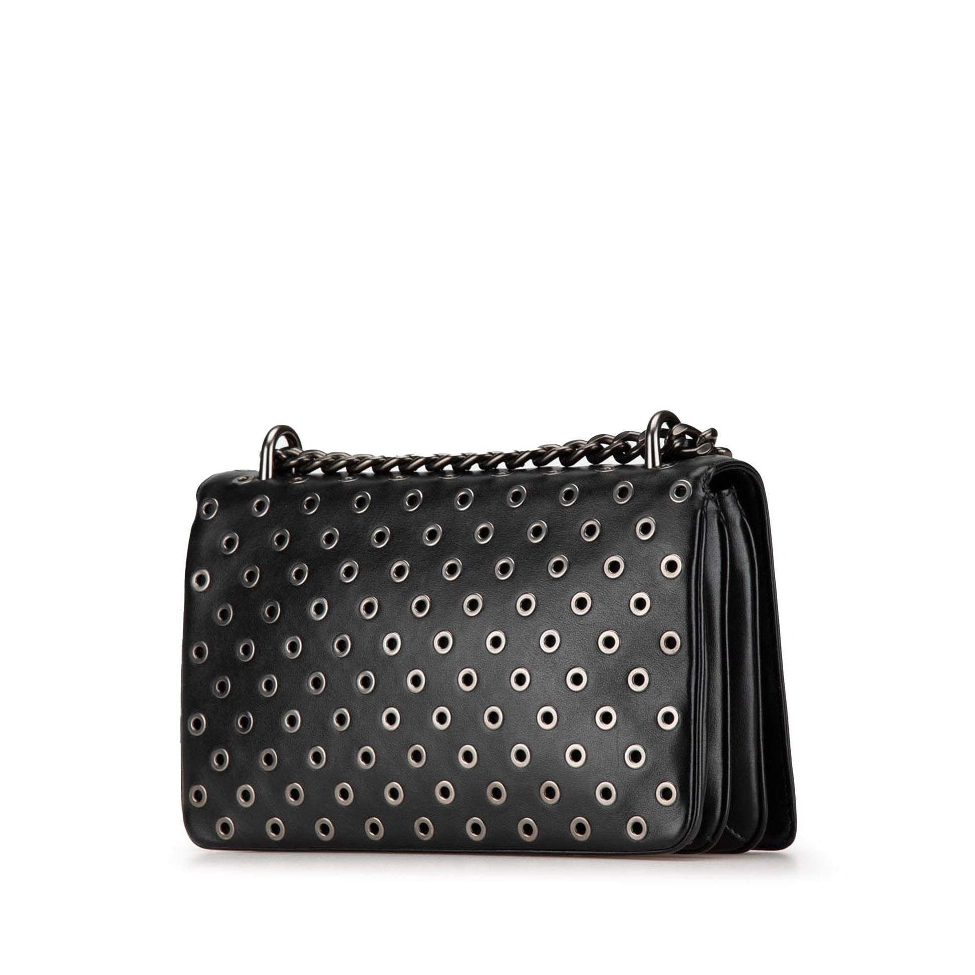 Prada Soft Calf Grommet Lock Shoulder Bag Chain Flap